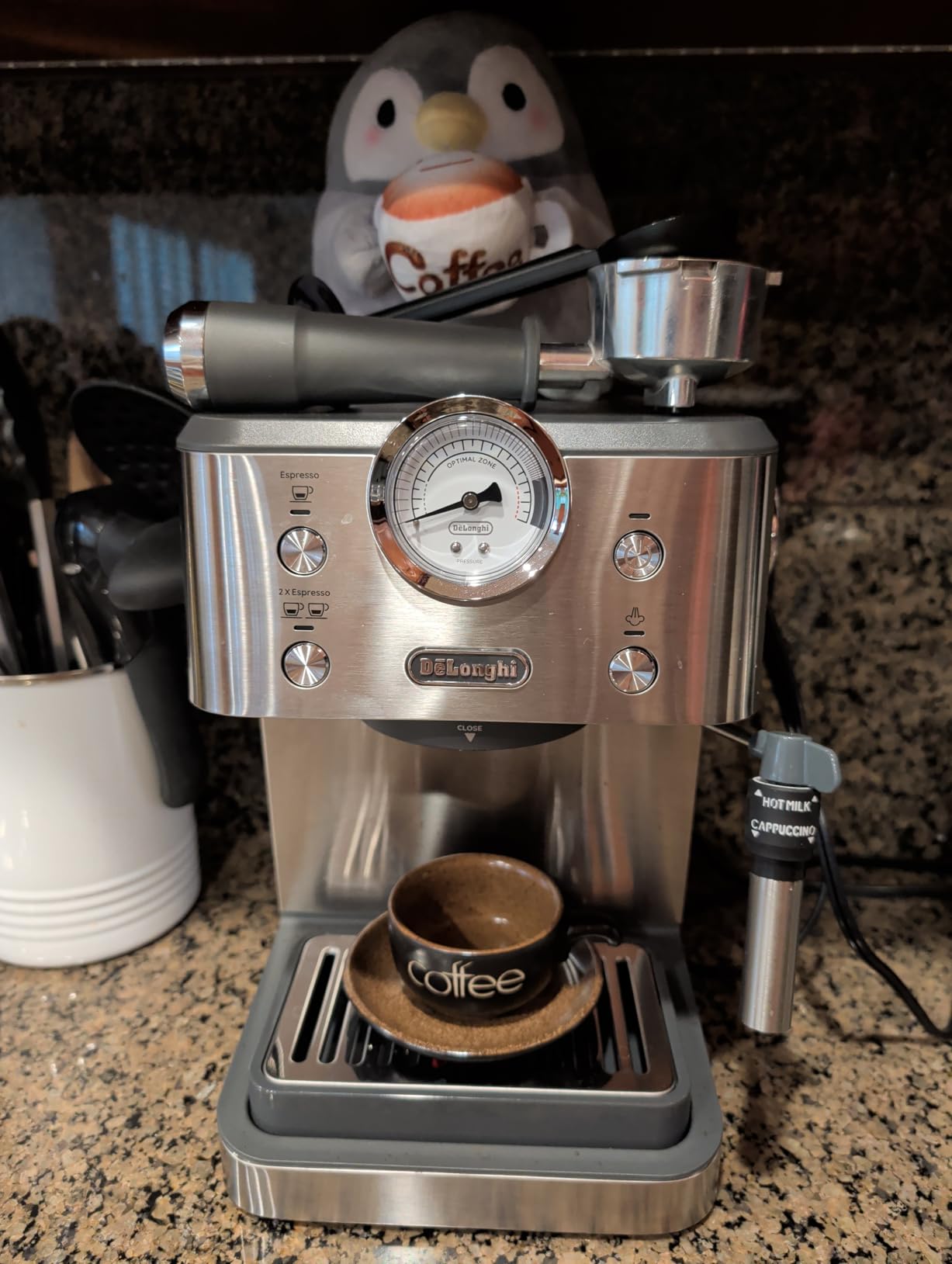 De'Longhi Dedica Maestro Plus Espresso Machine, Automatic Steam Wand, 3 Coffee Temp & Milk Foam Settings, 54oz Removable Tank customer photo 1