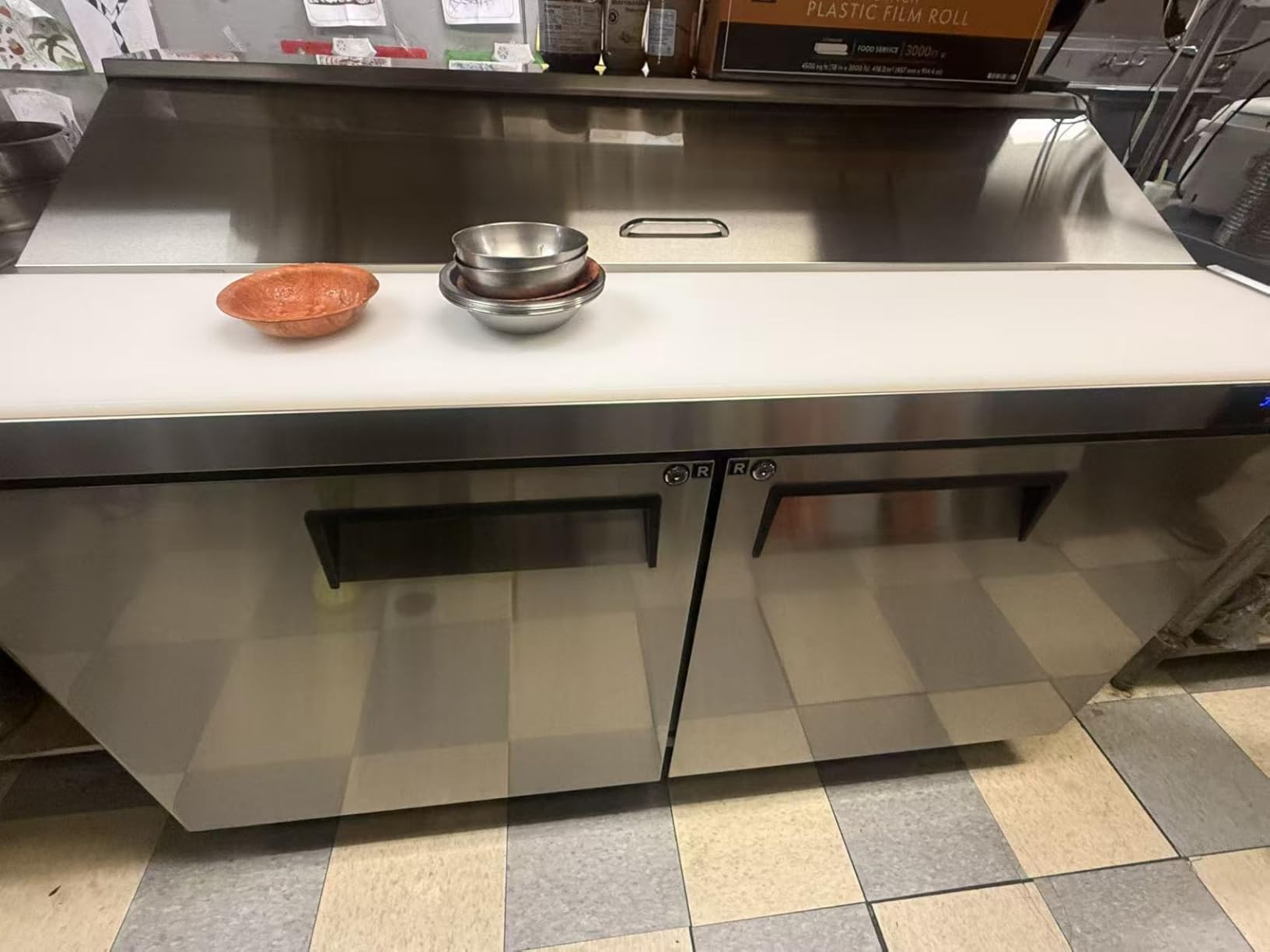 Coolski 60'' W Sandwich Salad Prep Table, Commercial Refrigerator Fridge with 2 Doors 16 Pans Cutting Board, Ideal for Restaurants Bars Cafeterias Hotels, ETL NSF Approved customer photo 1