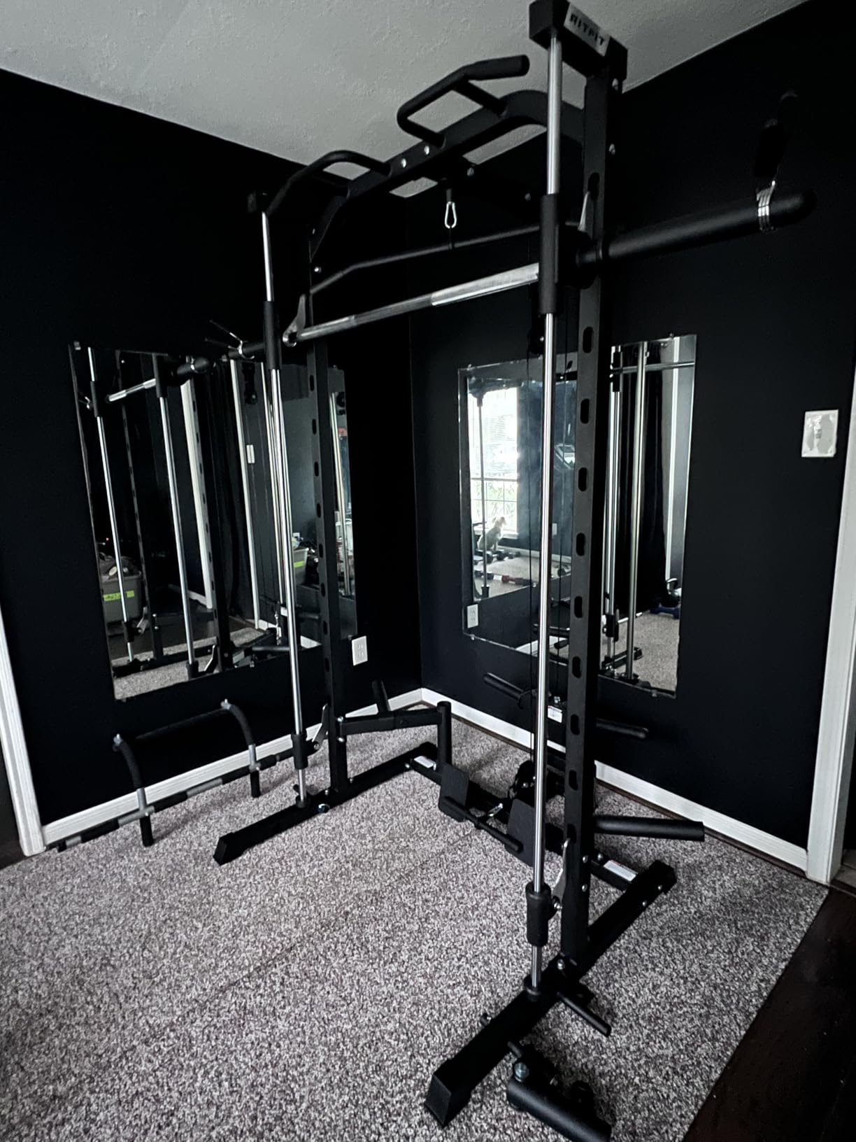 RitFit Smith Machine Power Rack with LAT-Pull Down System, Landmine, Barbell Bar, Plate Storage Pegs and More Training Attachment customer photo 1