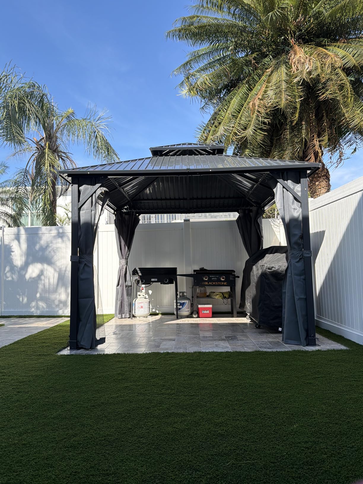 COVERONICS 10' x 10' Outdoor Hardtop Gazebo - Aluminum Heavy-Duty Double Roof Vented Gazebo with Breathable Netting & Privacy Curtains for Patio, Porch, Garden, Lawn customer photo 1
