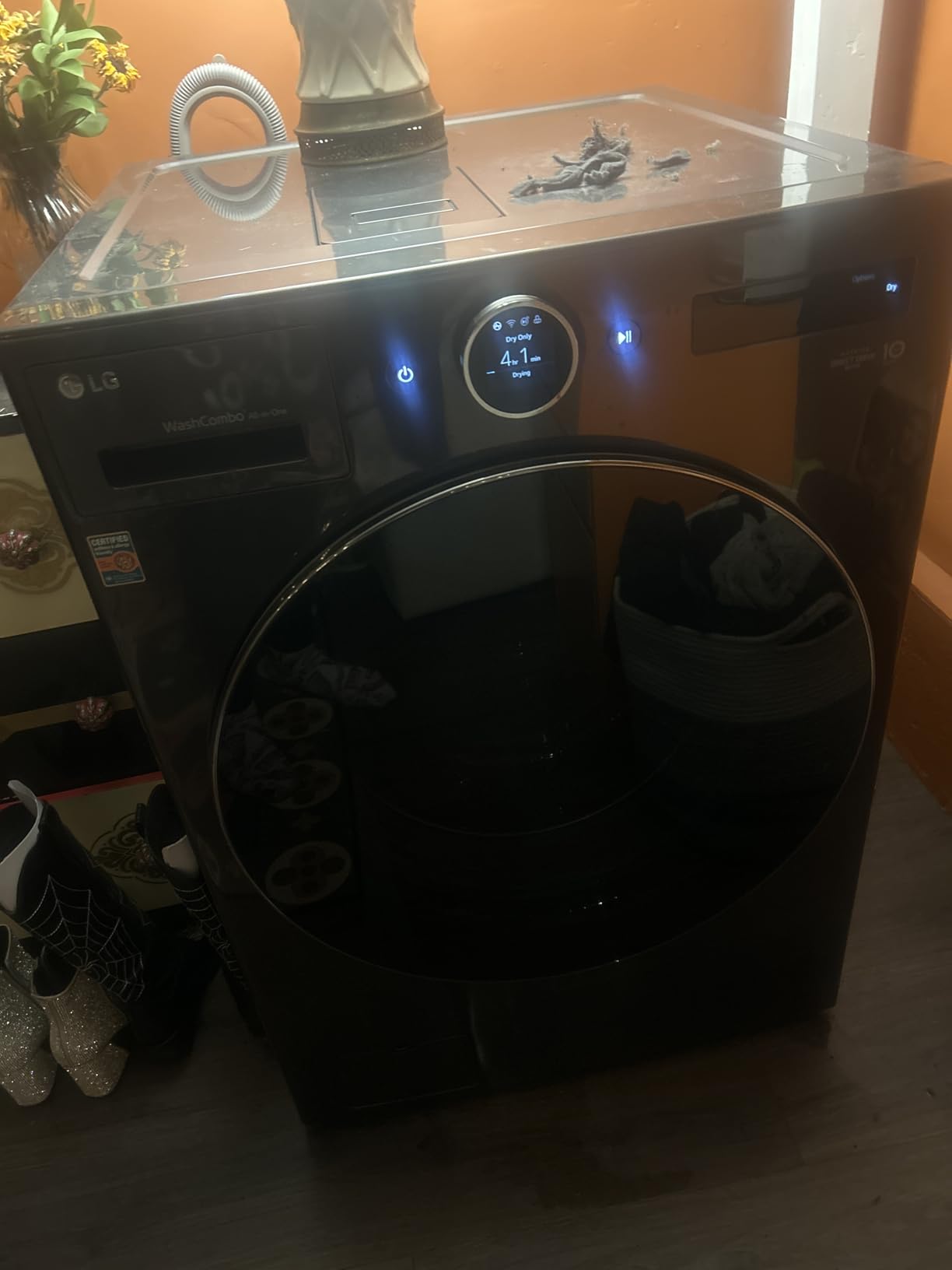 LG 5.0 cu. ft. Mega Capacity Smart Front Load Electric All-in-One Washer Dryer Combo with TurboWash360 WiFi in Black Steel customer photo 2