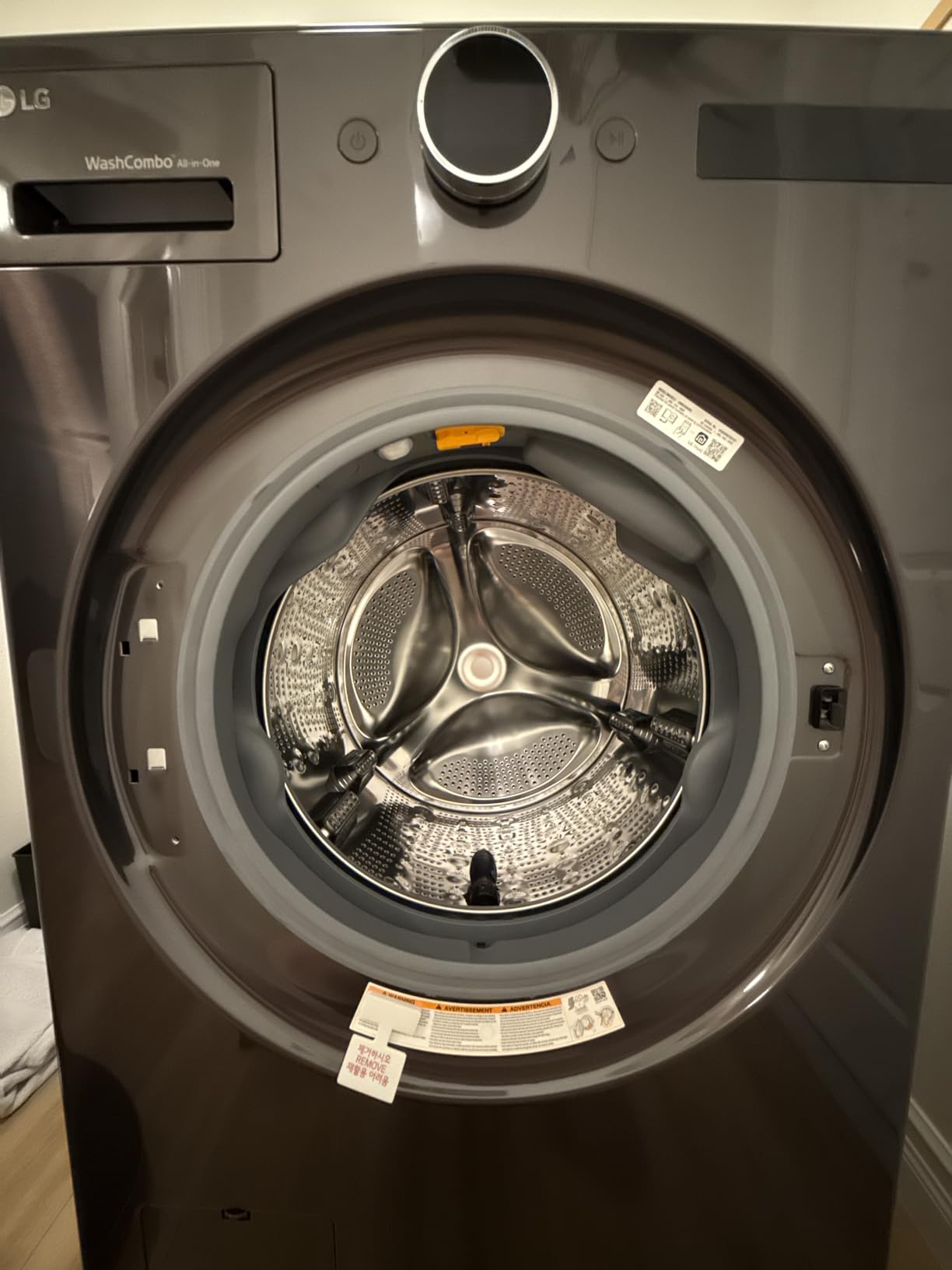 LG 5.0 cu. ft. Mega Capacity Smart Front Load Electric All-in-One Washer Dryer Combo with TurboWash360 WiFi in Black Steel customer photo 3