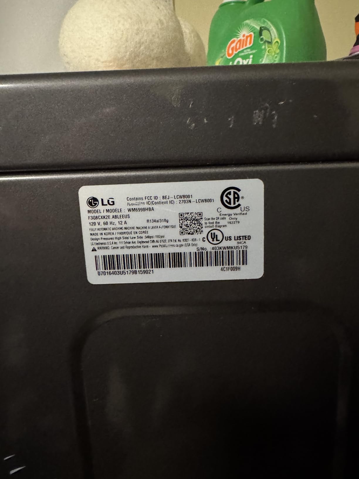 LG 5.0 cu. ft. Mega Capacity Smart Front Load Electric All-in-One Washer Dryer Combo with TurboWash360 WiFi in Black Steel customer photo 5