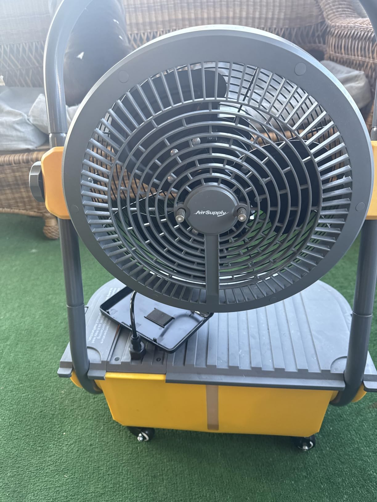 TURBRO Cordless Misting Fan with 11L Tank, High Pressure Spray Nozzles, 15ft Mist Range, Up to 50 Hours Run Time with Rechargeable Battery, 360° Swivel Wheels, Ideal for Patio, Pool and Outdoor Use customer photo 2