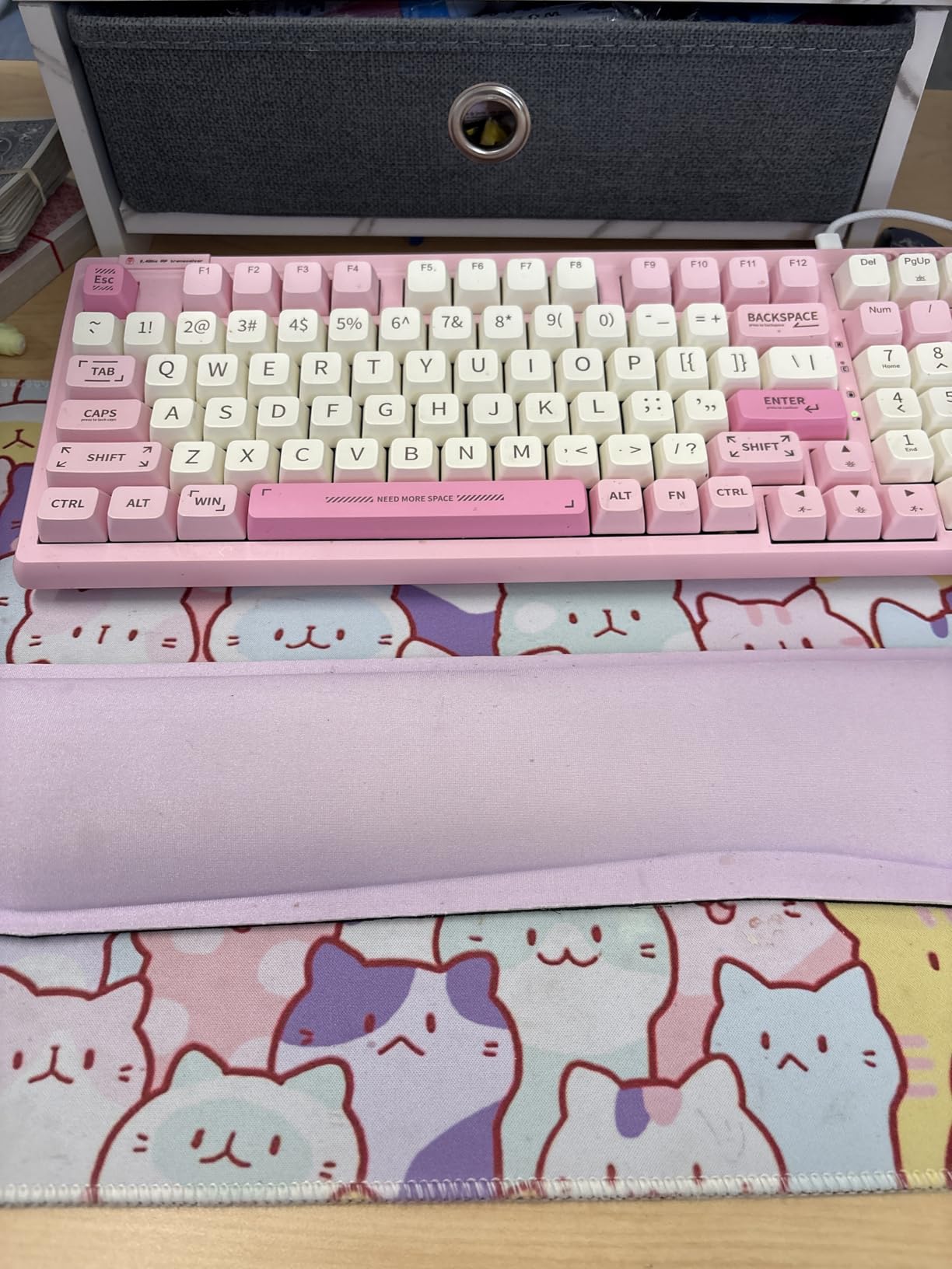 Dapesuom Enlarge Keyboard Wrist Rest, Cute Memory Foam Keyboard Wrist Cushion for Computer Desk Mats Support, Typing Pain Relief Ergonomic Mouse Pad Rests with Non-Slip Base for Gaming, Laptop, Purple customer photo 2