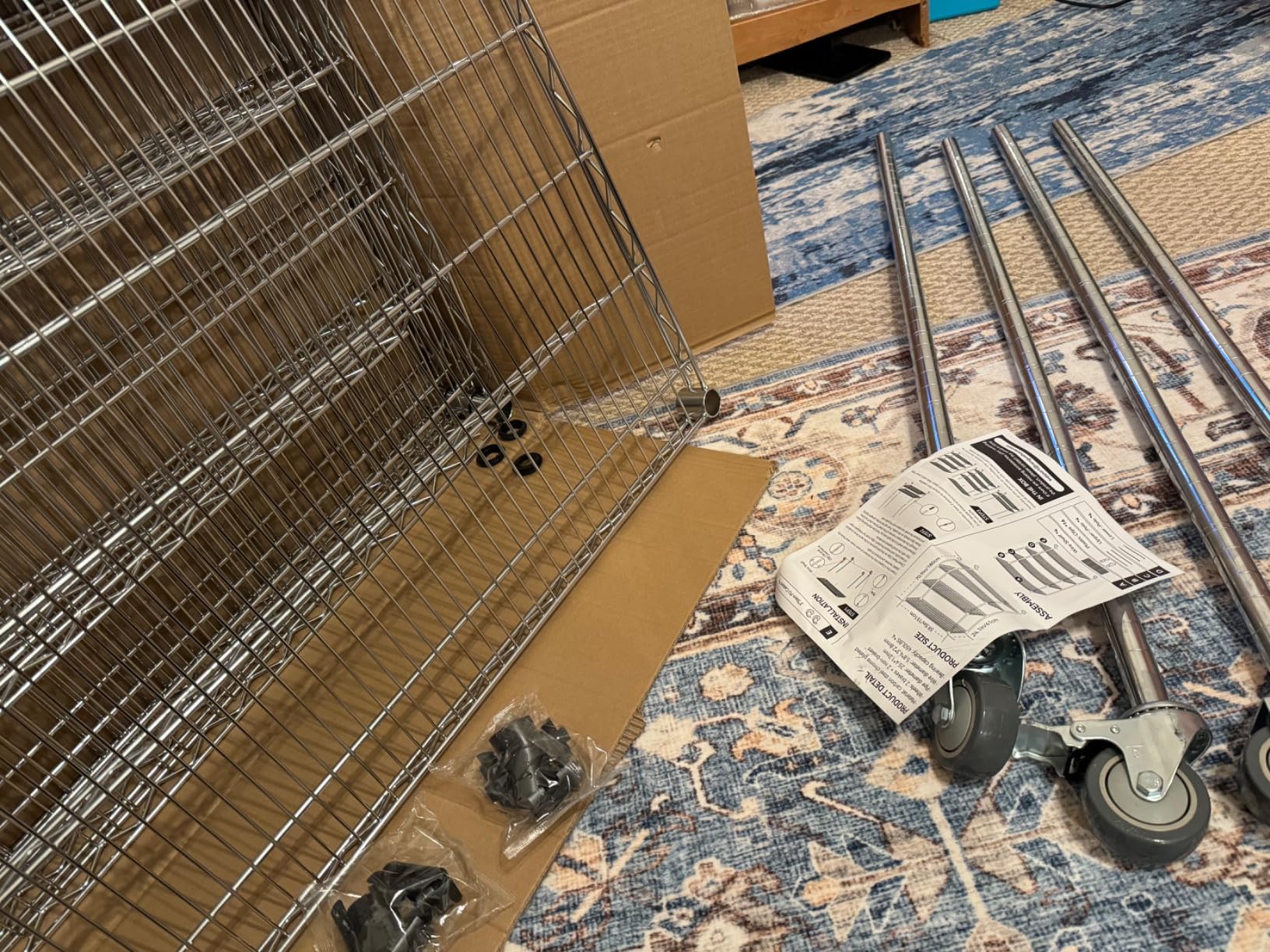 Rengue 4-Tier Heavy Duty Wire Storage Shelves with Wheels, 60