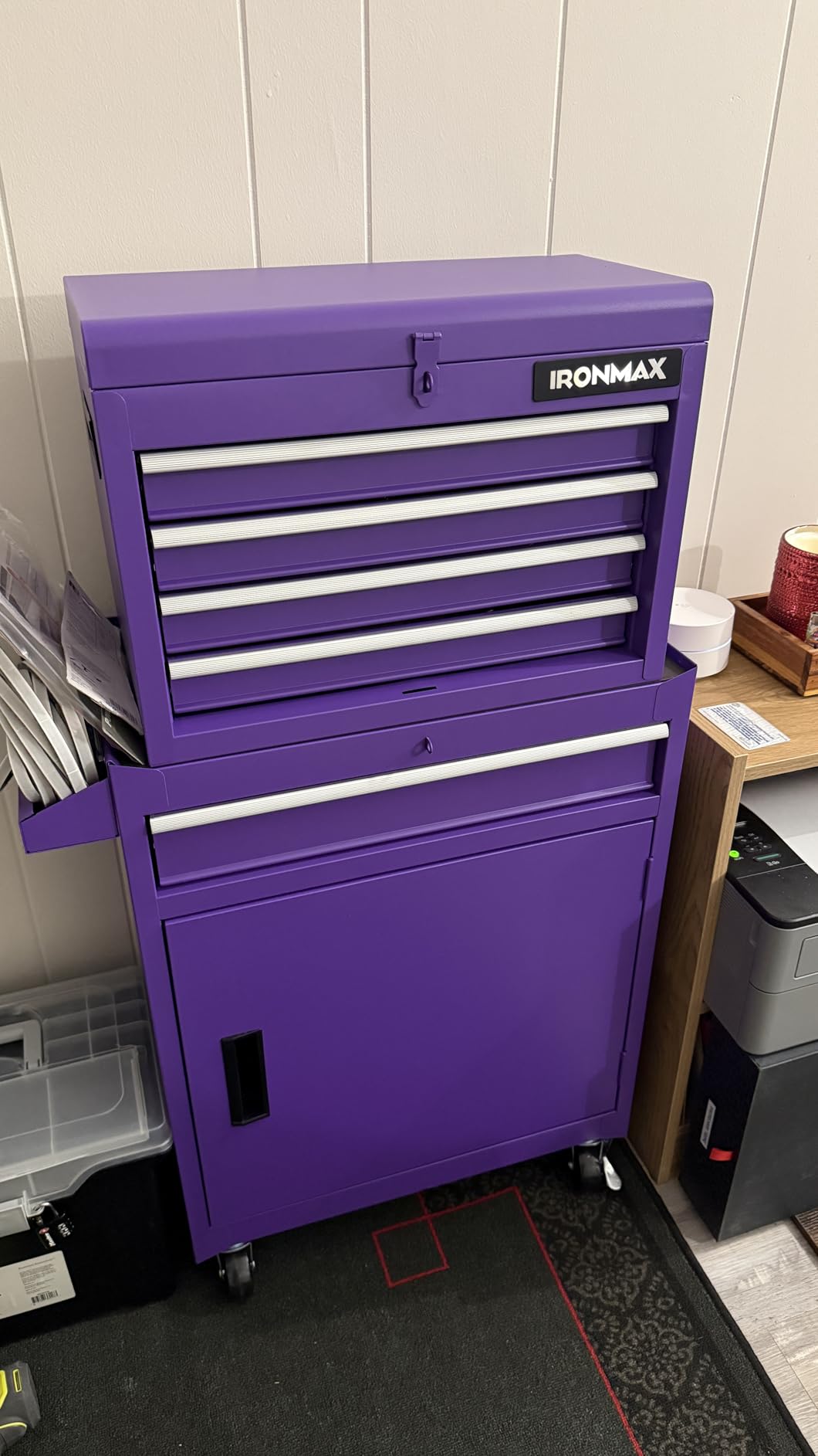 Goplus Tool Chest, 5-Drawer Rolling Cabinet with Detachable Top Toolbox, Lockable Wheels, Lock Bar, Protective Liner & Tool Rack, Metal Storage Cart for Garage Workshop customer photo 1