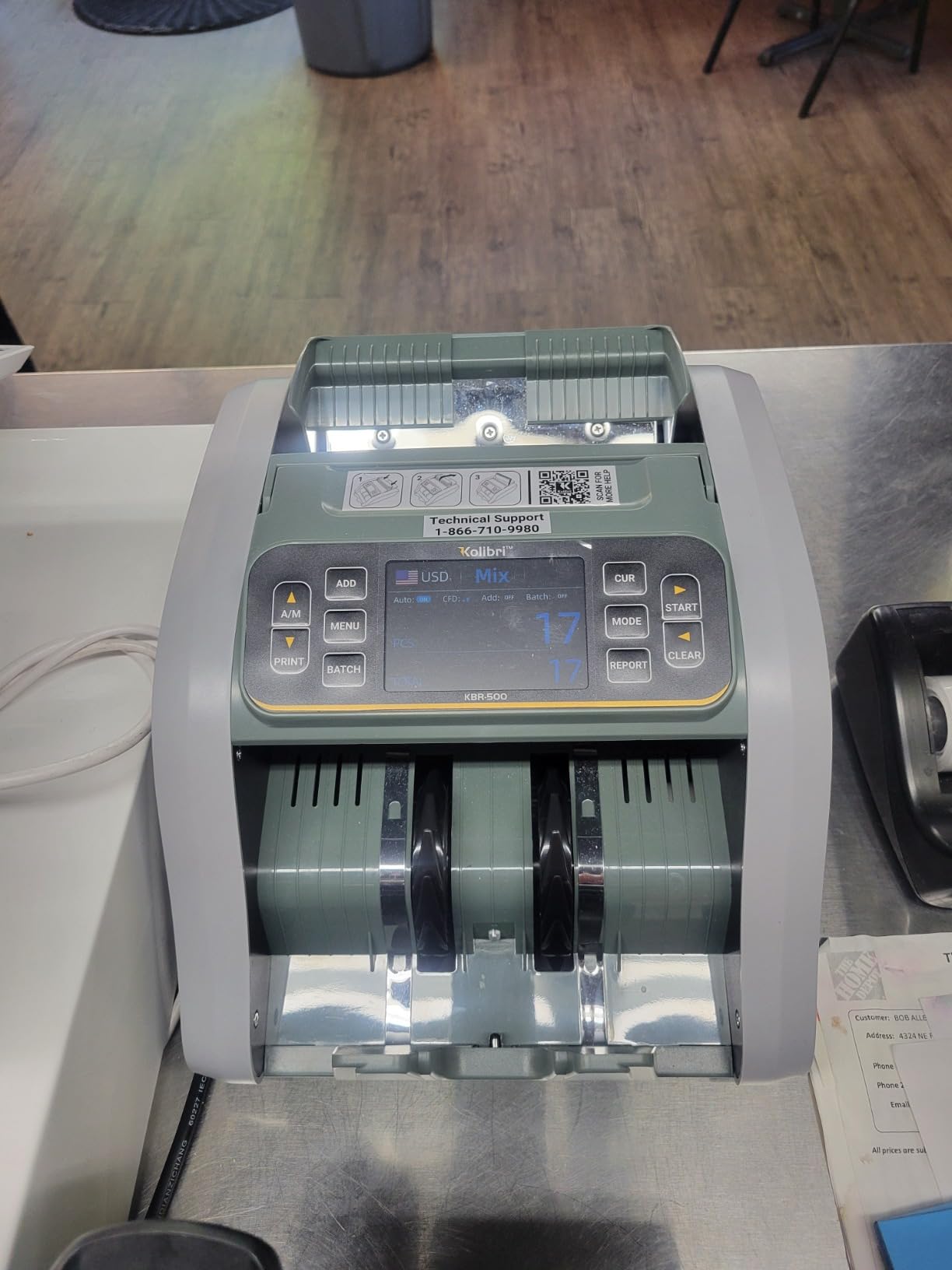 KOLIBRI Money Counter Machine, KBR-500 Mixed Denomination | Business Grade w/Advanced IR/UV/MG/MT/Counterfeit Detection, Multi-Currency (USD CAD MXN GBP EUR) customer photo 2