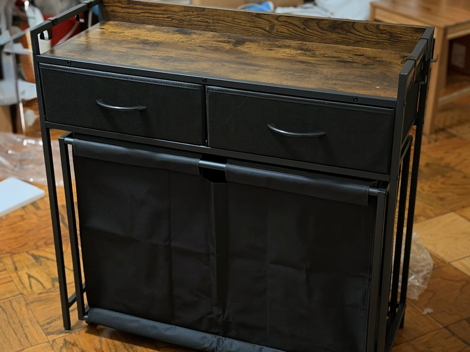 L Shaped Laundry Hamper Laundry Basket with 3 Section Pull-Out Rolling Bags & 3-Tier Storage Shelf, Laundry Sorter for Organization and Storage with 2 Drawers for Laundry Room customer photo 2