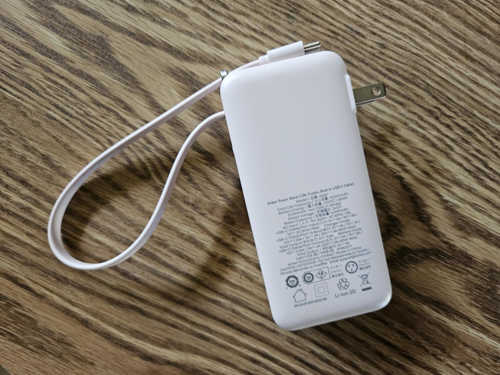 Anker Nano 3-in-1 Portable iPhone Charger, 10,000mAh Power Bank with Built-in USB-C Cable and Foldable Wall Plug, 30W Max Battery Pack, Travel Essentials for iPhone 17/16/15 Series, Galaxy, MacBook customer photo 2