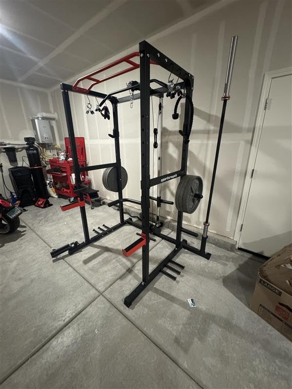 Sportsroyals Squat Rack, LAT Power Cage, Power Rack Multi-Function with Pulley System and Training Attachments for Home Gym customer photo 1