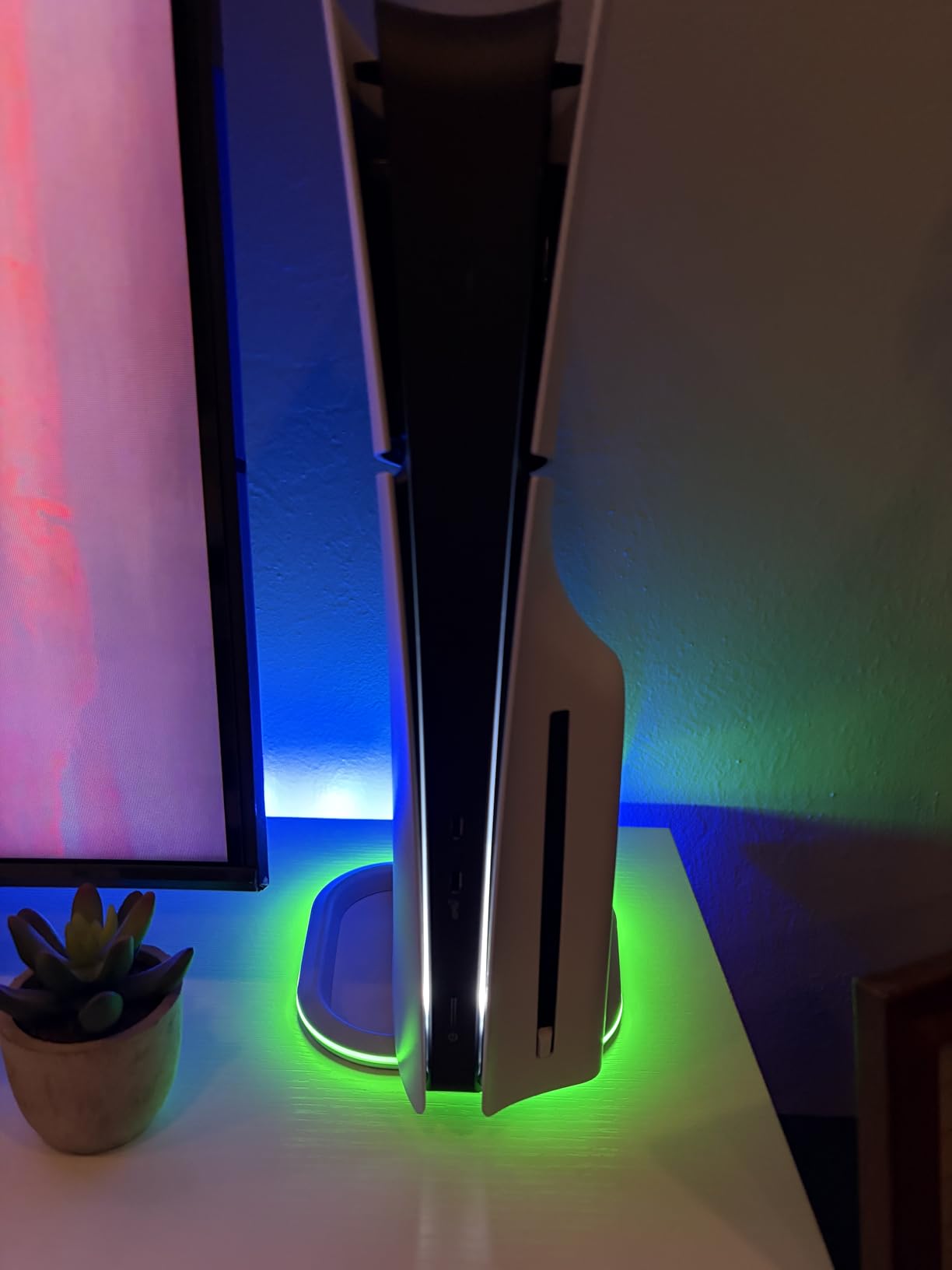 Vertical Stand for PS5/PS5 Slim/PlayStation 5 Pro Consoles, PlayStation 5 Vertical Holder with 7 RGB Lights and a Screw, Black customer photo 1