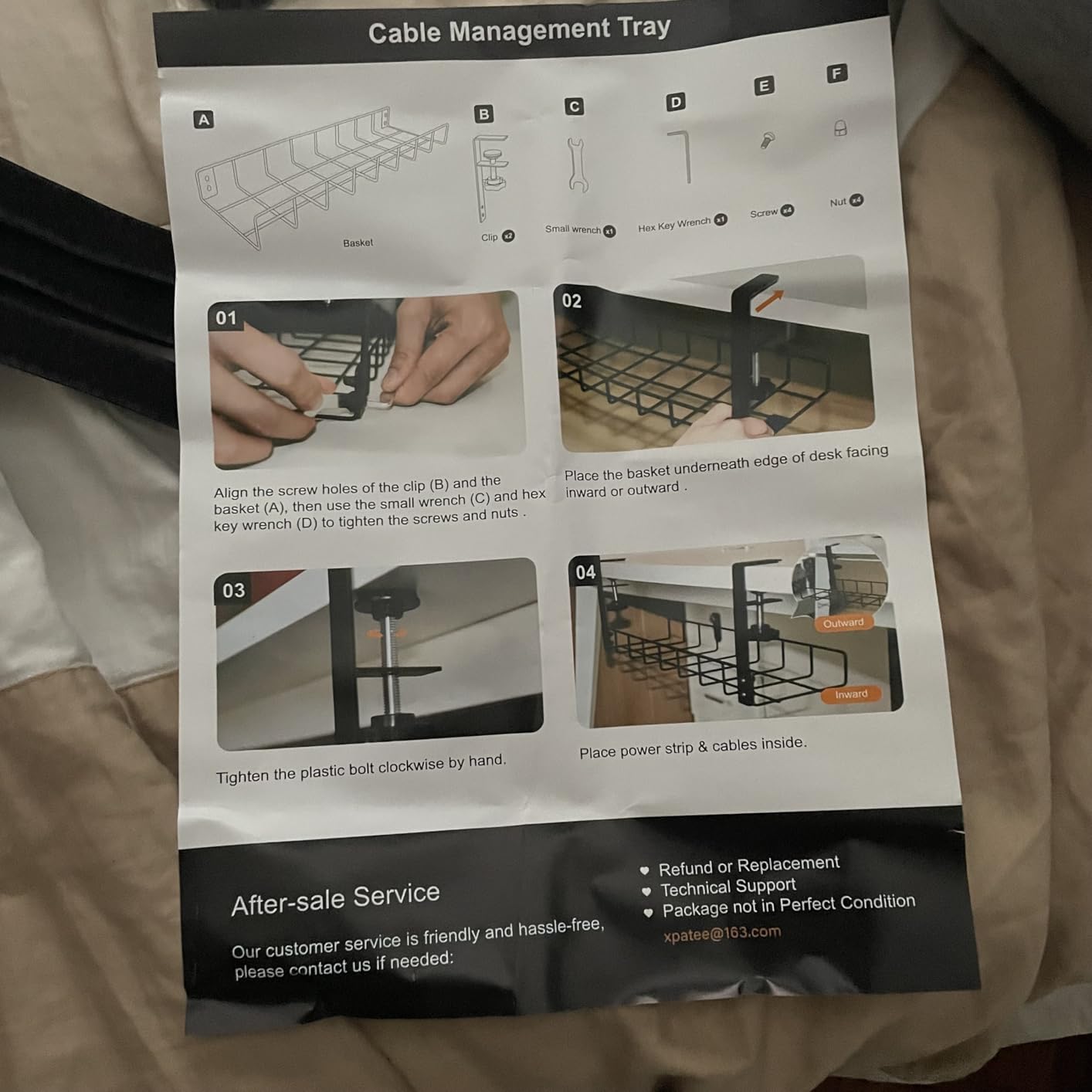 2 Pack Cable Management Under Desk Tray, 31.4