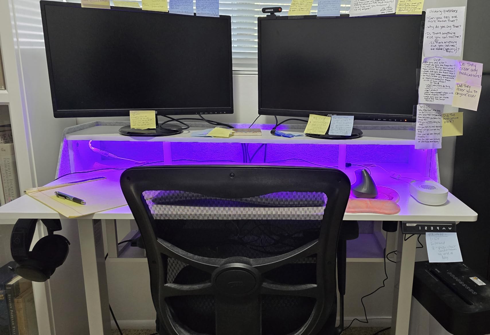 ErGear Electric Standing Desk, 55x28 Inch Adjustable Sit Stand Desk with Bookshelf & Monitor Stand, Standing Gaming Desk with LED Light Strip, Stand Up Desk for Home Office, Black customer photo 1