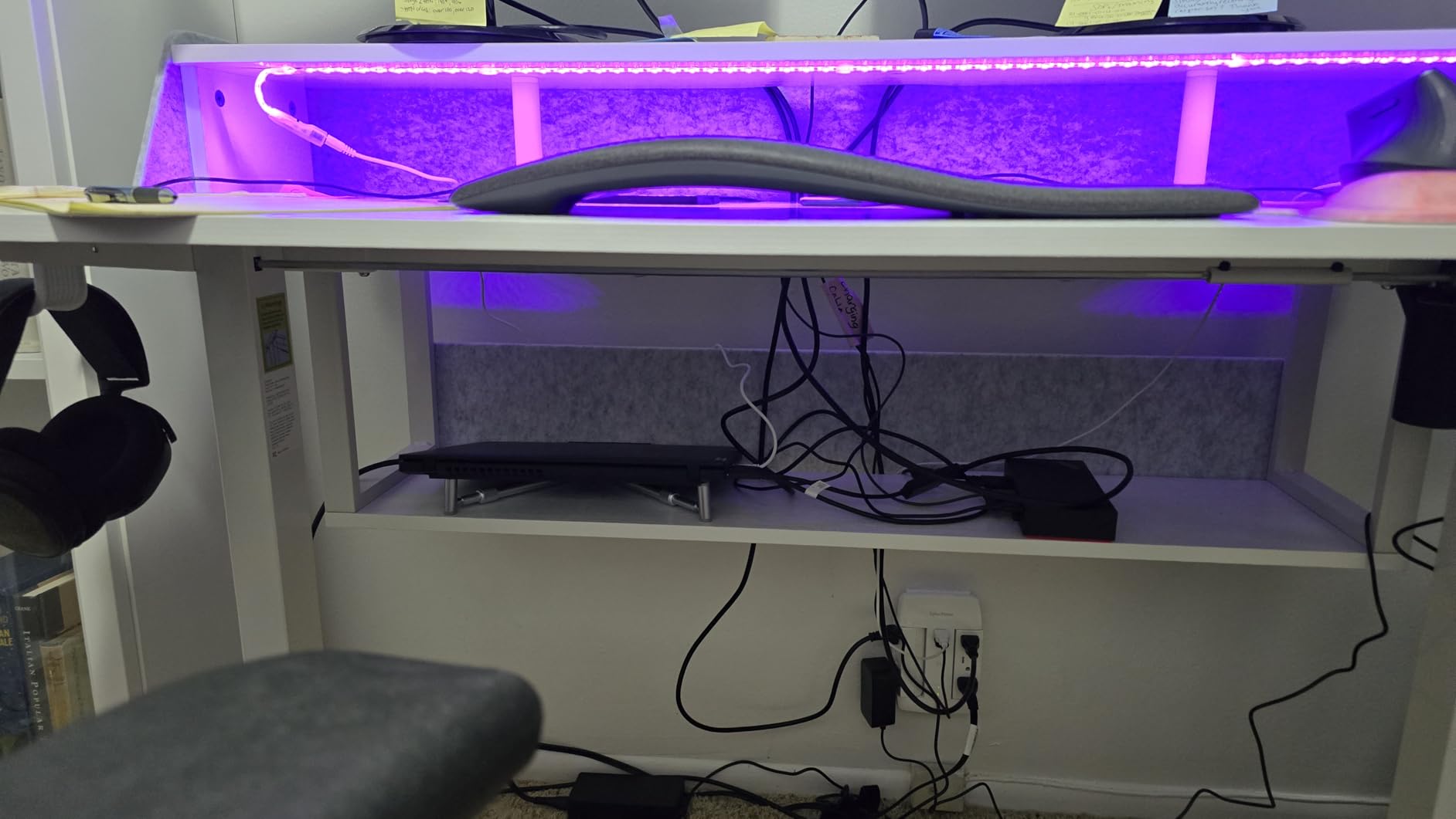 ErGear Electric Standing Desk, 55x28 Inch Adjustable Sit Stand Desk with Bookshelf & Monitor Stand, Standing Gaming Desk with LED Light Strip, Stand Up Desk for Home Office, Black customer photo 2