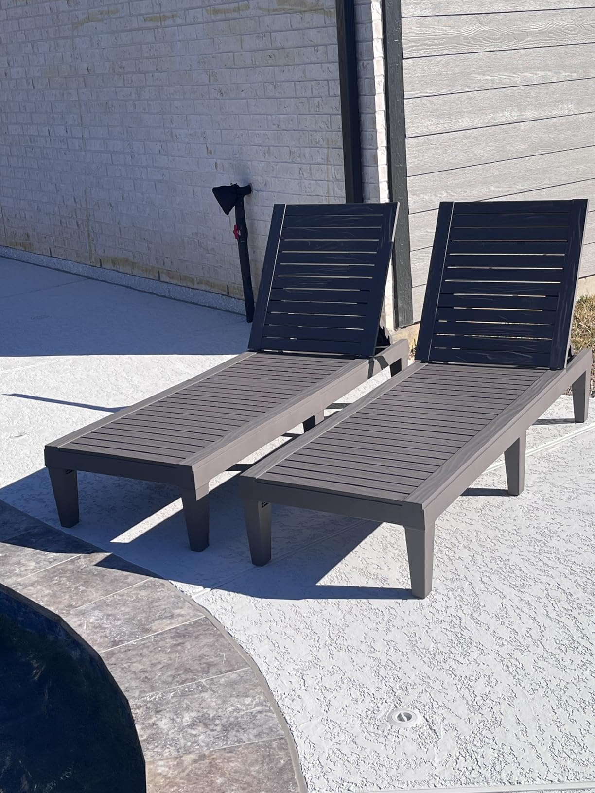 Nestl Patio Chairs - Black Chaise Lounge Chair Outdoor, 5-Position Adjustable Sun Tanning Chair, Waterproof Pool Lounge Chairs Set of 2, Reclining Lawn Chair, Lightweight Outdoor Lounge Chairs customer photo 2