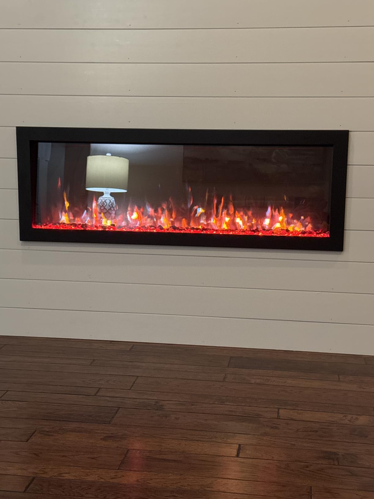 PuraFlame Bernice 60 Inch Smart Linear Electric Fireplace - Clean Hidden Vent Design, Flame with 9 Colors, Recessed in-Wall or Wall-Mount or Free Standing, Compatible with Alexa and Google Assistant customer photo 1