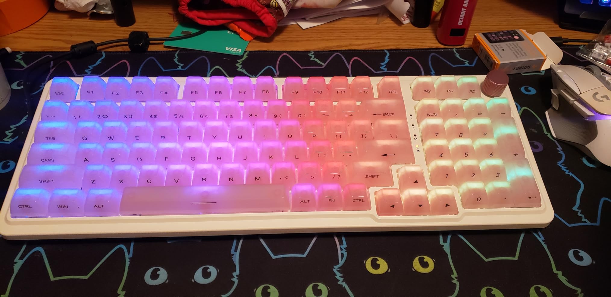 Redragon K686 PRO 98 Keys Wireless Gasket RGB Gaming Keyboard, 3-Mode Win/Mac Mechanical Keyboard w/5-Layer Noise Dampening, Dedicated Knob Control & Hot-Swap in Linear Red Switch, Blue Himmel Color customer photo 2