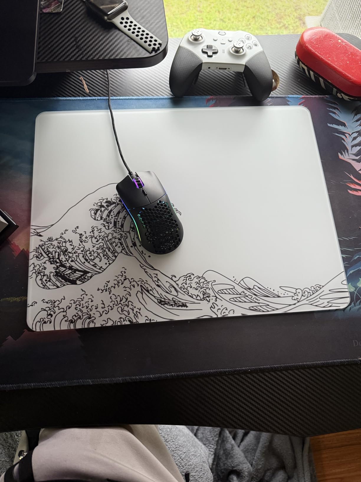 XVX Glass Gaming Mousepad, Black Plum Blossoms Hard Mouse Pads for Gaming, Professional Large Mouse Mat 410mm*310mm, Special Glass Surface with Improved Precision and Speed customer photo 1