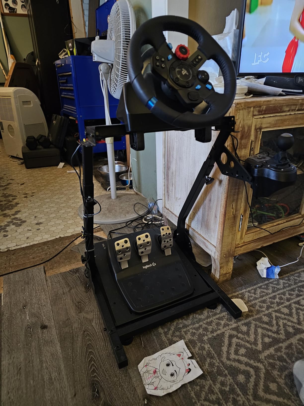 Racing Wheel Stand, Height Adjustable Steering Wheel Stand Racing Simulator Cockpit for Logitech G920 G29 G923 G27 G25, Thrustmaster T300RS TX F458 T500RS T150 customer photo 2