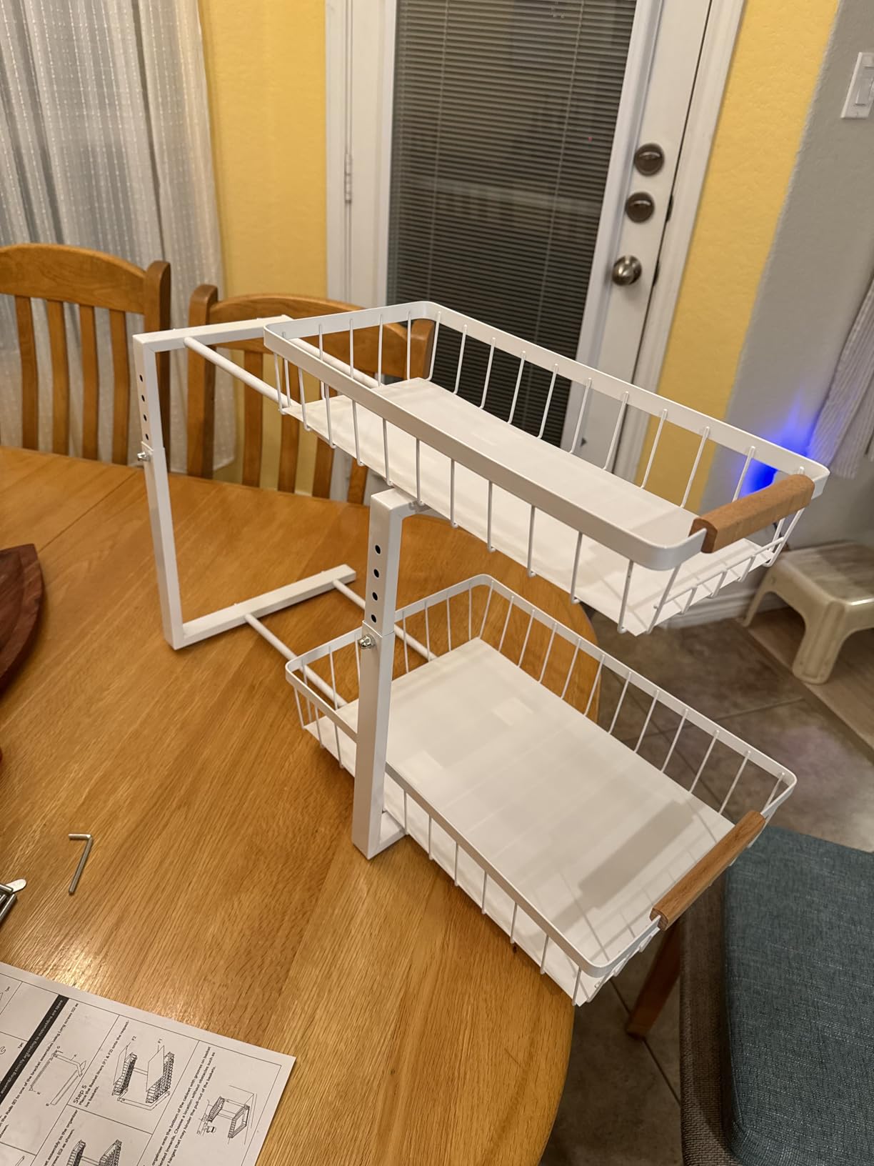 PXRACK Under Sink Organizer, Adjustable Height, 2-Pack 2 Tier Pull Out Under Cabinet Organizer, Slide Out Thickened Metal Under Sink Storage for Kitchen Bathroom Laundry Pantry Cabinet, L, White customer photo 1