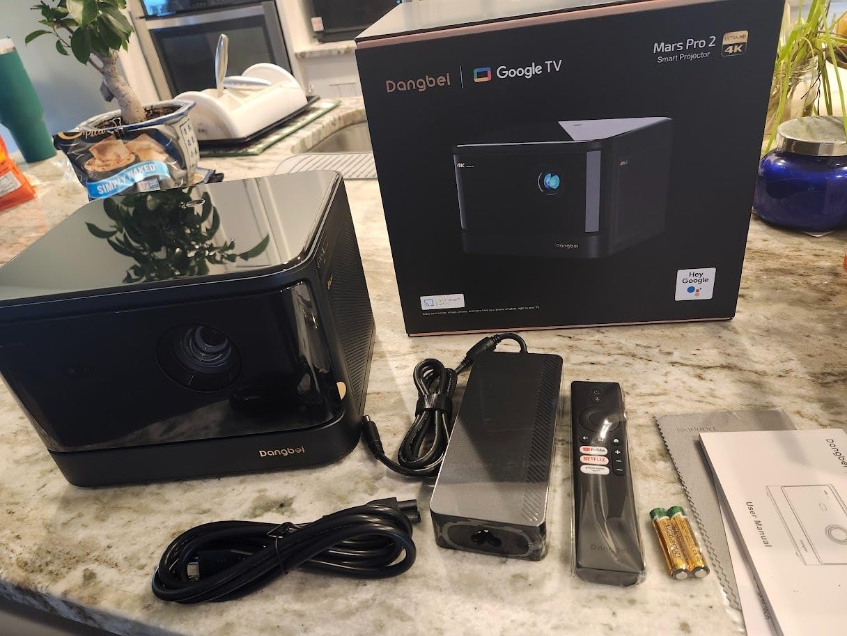 Dangbei DBOX02 Laser Projector 4K GTV, 2450 ISO Lumens, Netflix Officially Licensed, Blu-ray 3D, Home Theater Projector with WiFi and Bluetooth, HDR10+, 200-inch Picture, 2x12W DTS:, Dolby Audio customer photo 1
