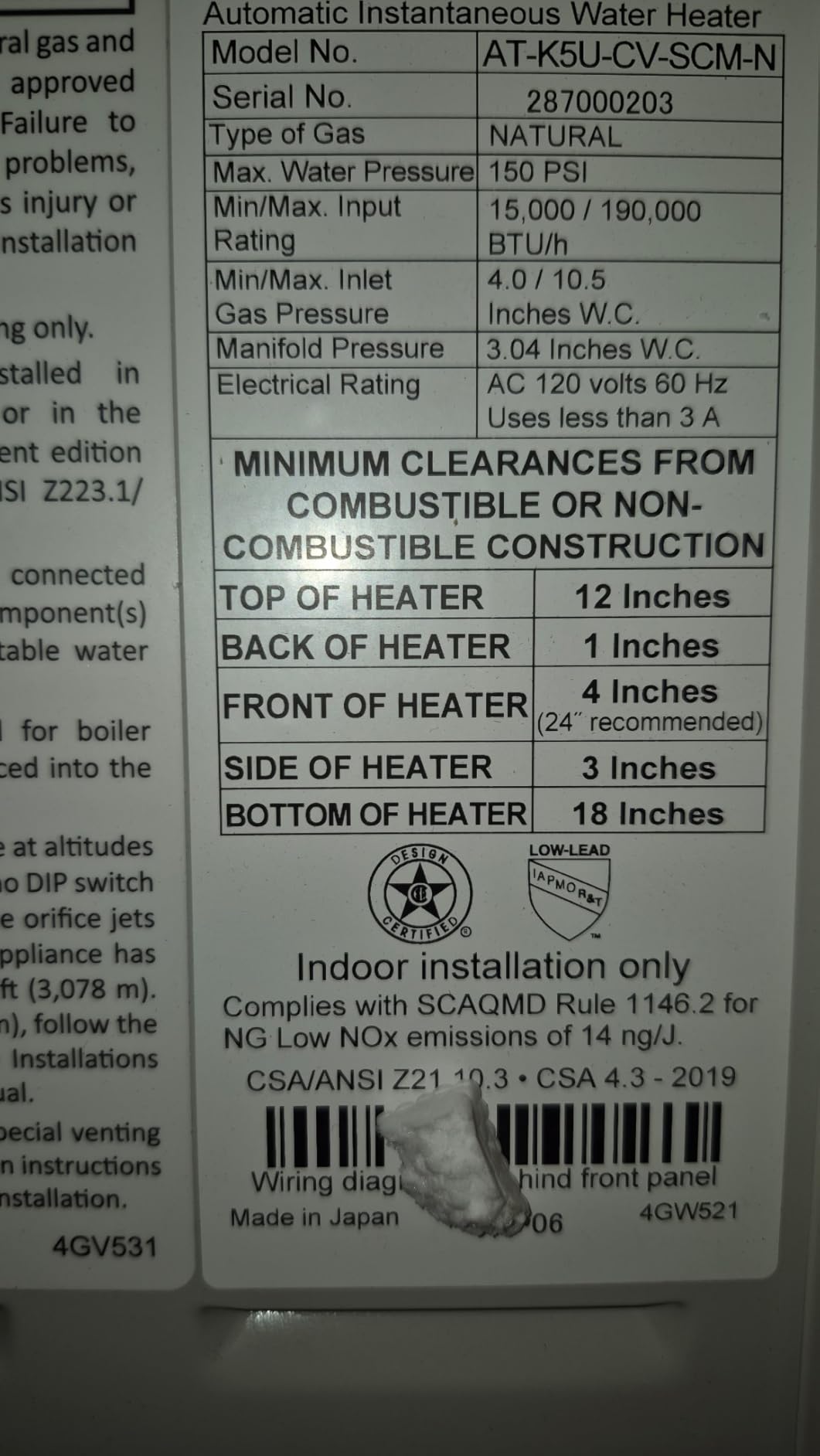 A.O. Smith Tankless Water Heater Gas - On Demand Hot Water - Indoor - 8 GPM - Non-Condensing Natural Gas with X3 Scale Prevention Technology - 190,000 BTU ProLine XE Concentric Vent - ATI-310CX3 customer photo 2