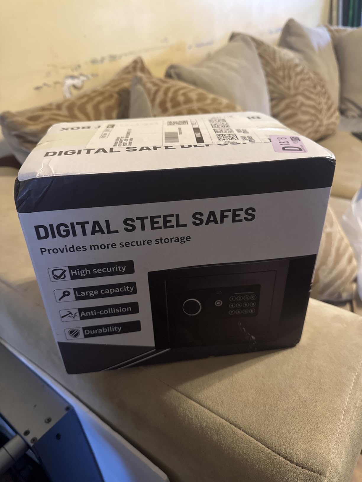 Digital Electronic Money Safe, Steel Security Lock Box with Keypad, Office Hotel Business Jewelry Gun Cash Safe, 0.23 Cubic Feet, 9.06