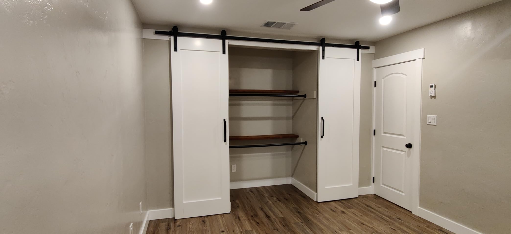 SMARTSTANDARD 8.2 FT Double Barn Door Hardware Kit - Heavy Duty, Smooth and Quiet Sliding Operation - Easy to Install with Step-by-Step Installation Instruction - Fits 24