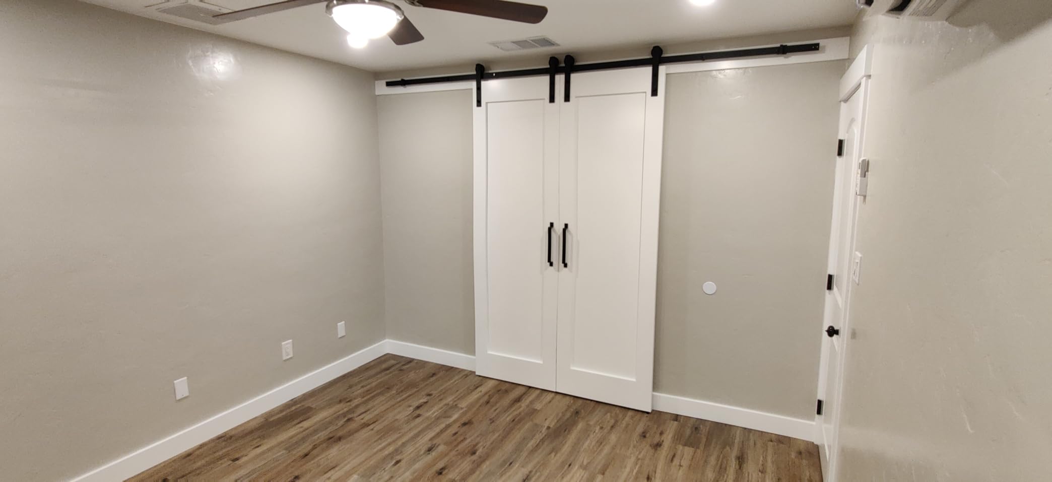 SMARTSTANDARD 8.2 FT Double Barn Door Hardware Kit - Heavy Duty, Smooth and Quiet Sliding Operation - Easy to Install with Step-by-Step Installation Instruction - Fits 24