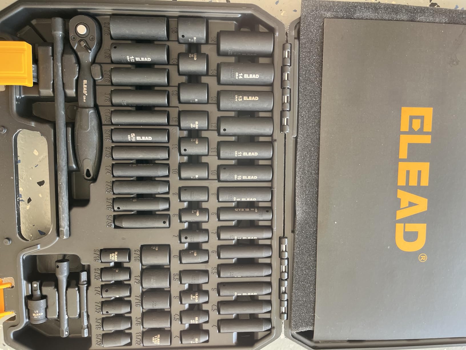 3/8'' Drive Impact Socket Set - 50-Piece Shallow & Deep Socket Set Metric and Standard Full with Universal Joint, Extension Bar, Ratchet Handle customer photo 1