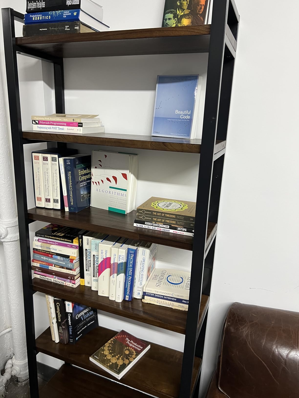 WH-AOERPYMY Natural Real Wood Bookcase, Industrial Bookshelf, 6 Tier Solid Wood Open Book Shelf Storage, Metal Shelving Unit, Farmhouse Wide Etagere Bookcase for Office Living Bedroom (6 Tiers) customer photo 1