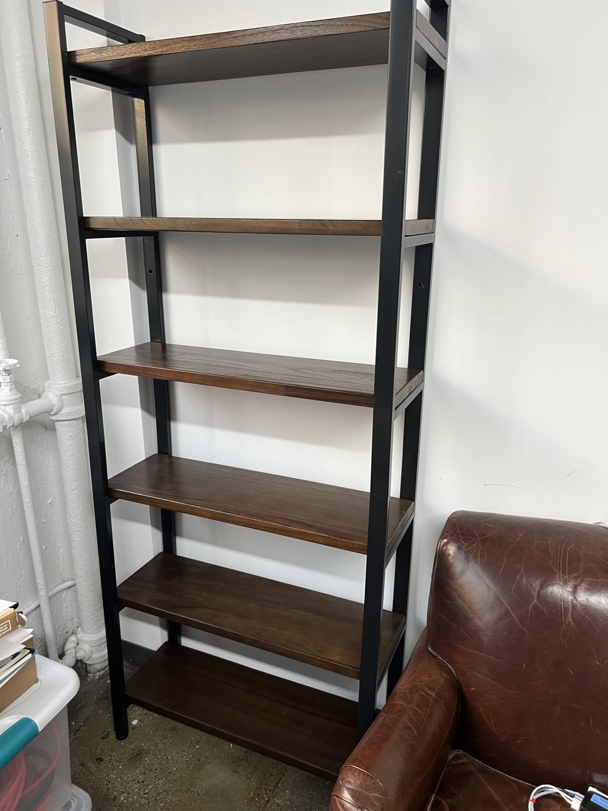 WH-AOERPYMY Natural Real Wood Bookcase, Industrial Bookshelf, 6 Tier Solid Wood Open Book Shelf Storage, Metal Shelving Unit, Farmhouse Wide Etagere Bookcase for Office Living Bedroom (6 Tiers) customer photo 2