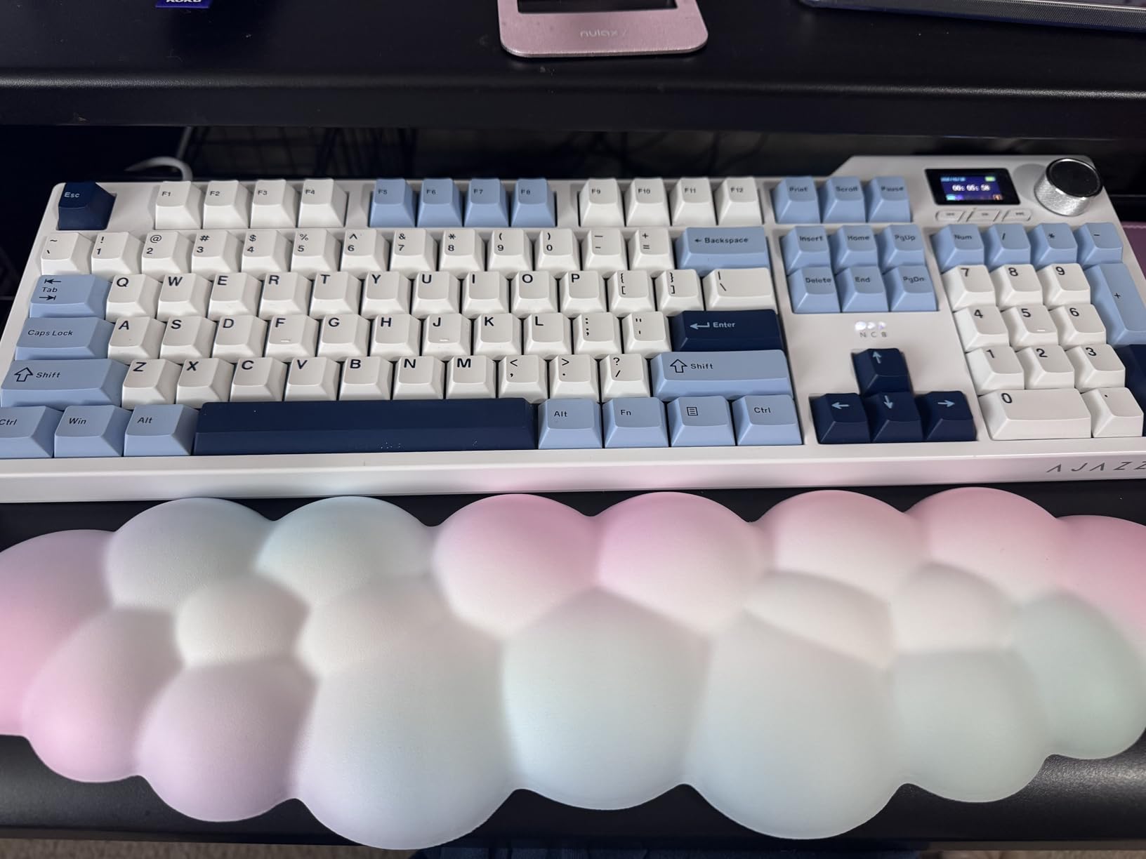 Cloud Wrist Rest Keyboard, Cloud Keyboard Wrist Pad Set with PU Leather Memory Foam, Cute Arm Rest for Palm Support, PC/Gaming Desk Accessories/Office Setup/Computer Hand Cushion - White customer photo 1