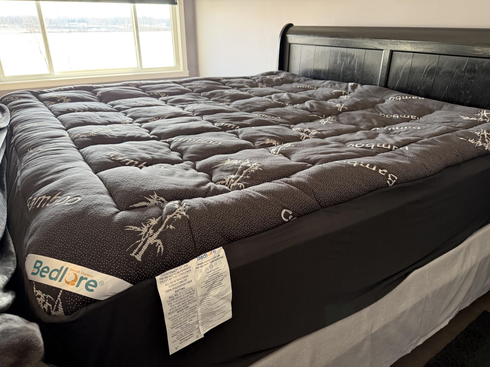 BEDLORE Queen Mattress Topper Viscose Derived from Bamboo, Thick Pillow Top Mattress Pad with Stretchable Pockets for 6-18 inches Mattress, Soft Mattress Topper for Back Pain Relief (Dark Gray) customer photo 2