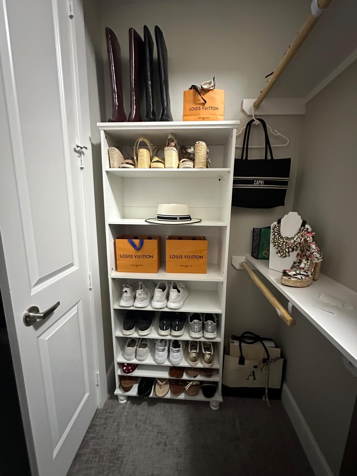 Tribesigns Narrow Tall Shoe Cabinet with LED Lighting, 9-Tier 30 Pairs Freestanding Shoes Storage Cabinet, Wood Shoe Organizer Cabinet with Solid Wooden Legs for Entryway (1, Black) customer photo 1