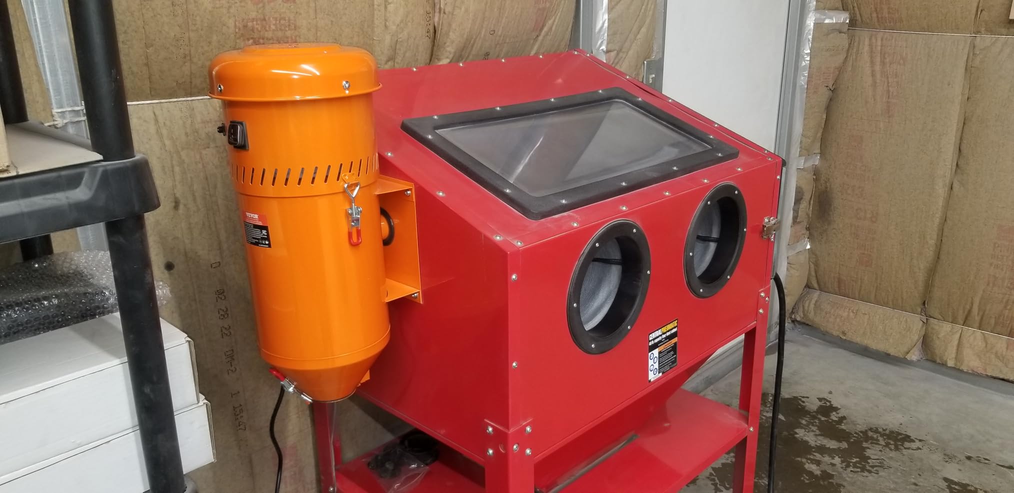 90 Gallon Sandblasting Cabinet with 1.8 Gallon Dust Collection System, 40-120PSI Sand Blasting Cabinet with Stand, Heavy Duty Sand Blaster with Blasting Gun & 4 Nozzles for Paint, Rust Removal customer photo 2