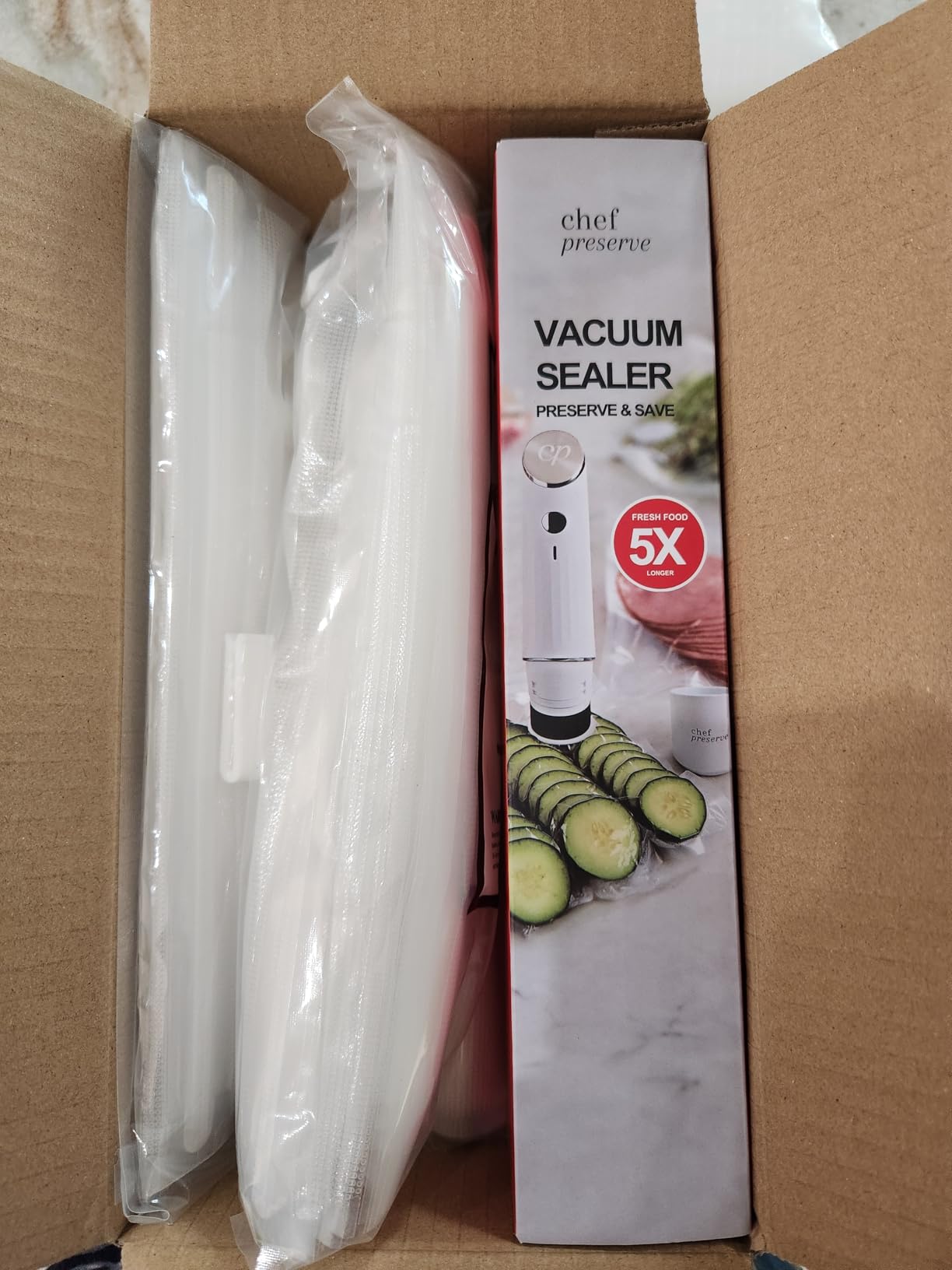 Chef Preserve Compact Vacuum Sealer for Food (Vacuum Sealer Machine + 30 Reusable Vacuum Bags) Powerful Handheld Vacuum Sealer Machine, Seal Meal Saver, Portable Food Sealer customer photo 2