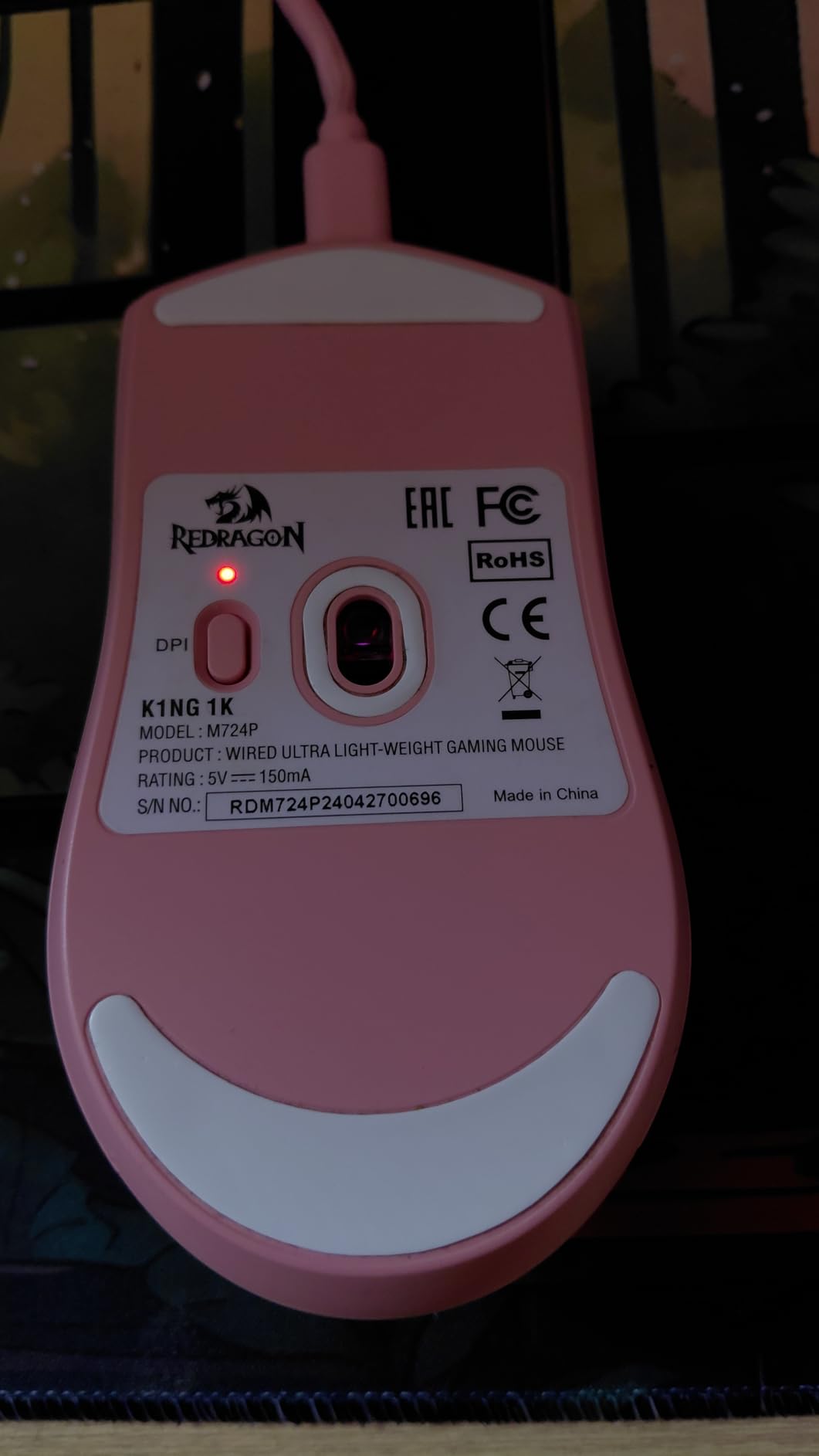 Redragon M724 Wired Gaming Mouse, 42G Ultra-Light 12,400 Max DPI Optical Gaming Mouse with 5 Programmable Buttons customer photo 1