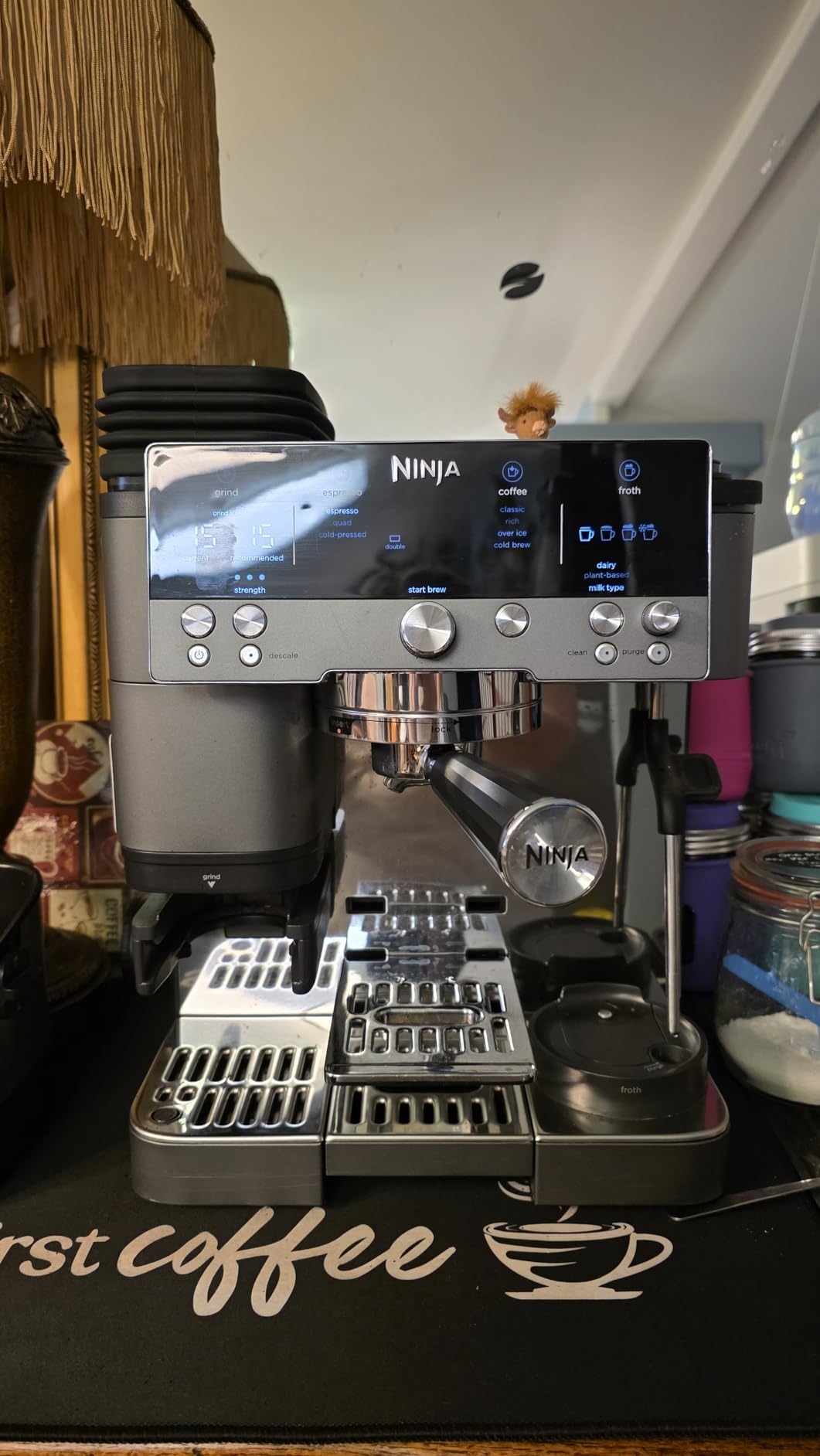 Luxe Cafe 3-in-1 Espresso, Drip Coffee and Cold Brew Machine | Integrated Coffee Grinder, Milk Frother, Assisted Tamper & Built-In Espresso Accessory Storage | Stainless Steel | ES601 customer photo 2