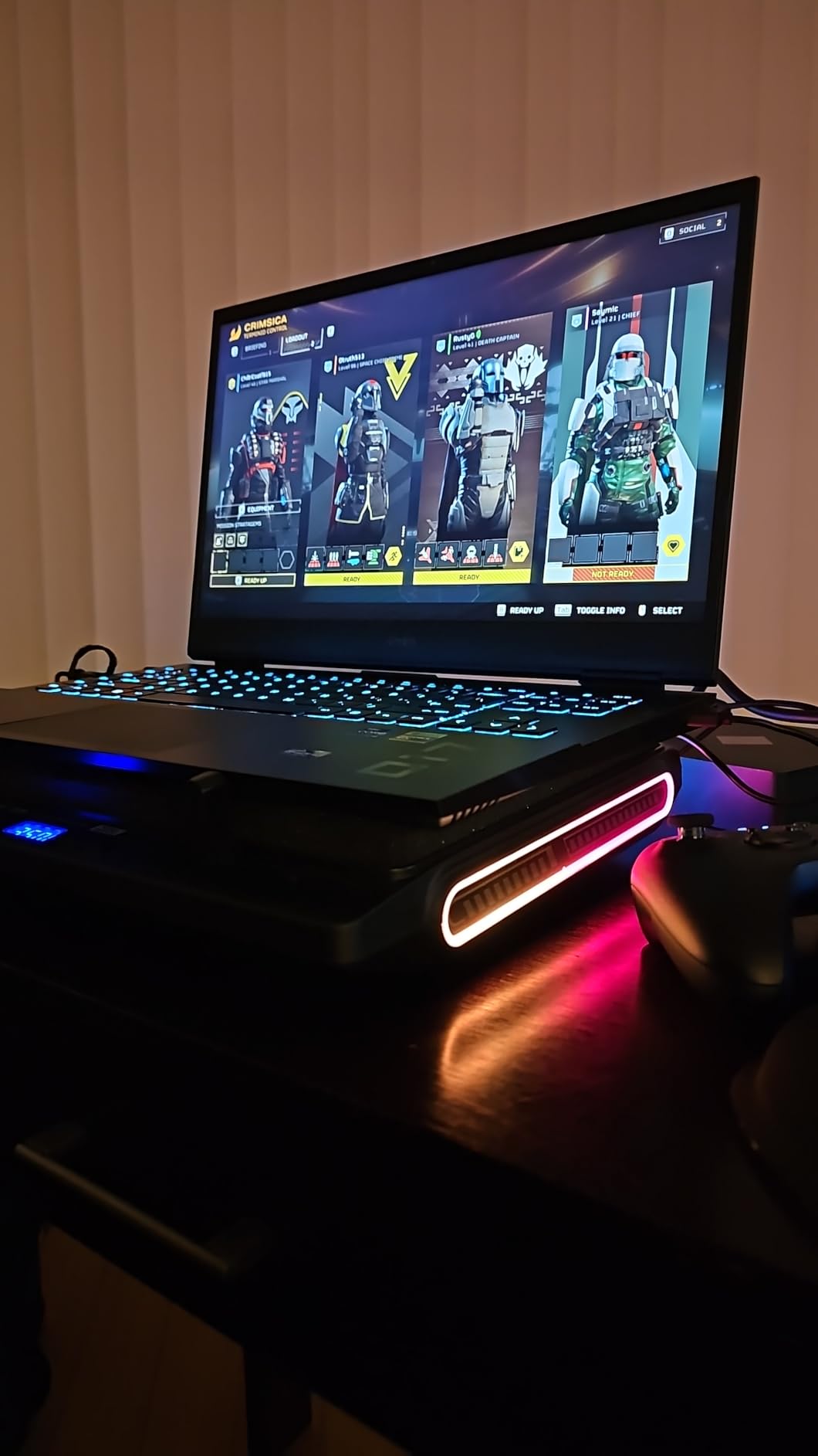 llano V10 Gaming Laptop Cooling Pad, RGB Laptop Cooler Stand with Powerful 4.72 Inch External Turbo Cooling Fan, Fast Cooling Computer 13-17.3in, Button Control, 3 Adjustable Stand, 4-Port USB C&A customer photo 2