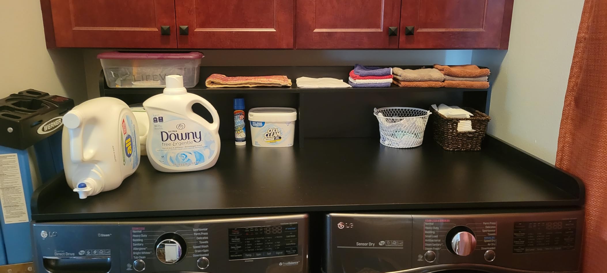 Royxen Laundry Countertop with 2-Tier Shelf Universal Fit, Washer and Dryer Countertop with Storage Space, Shelf Height 11.5 Inches, Solid Wood Core, Oak customer photo 1