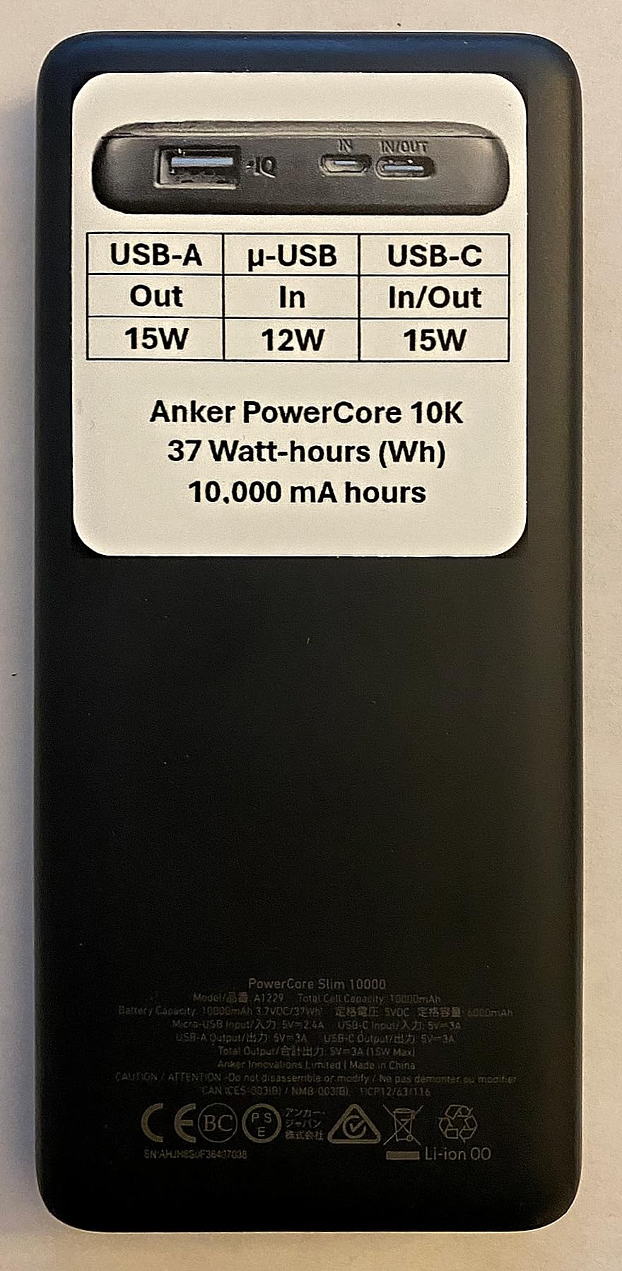 Anker Power Bank(PowerCore 10K), Compact Travel-Ready 10,000mAh Battery Pack with PowerIQ Charging Technology, 5V/3A High-Speed Charging for iPhone, iPad,and More customer photo 1