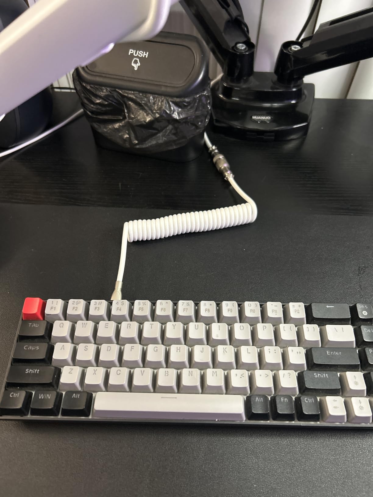 USB C Coiled Keyboard Cable - Gaming Keyboard Coil Cord,Custom Type Braided Mechanical Keyboard Cable with Detachable Metal Aviator Wire, 1.5M USB-C to USB-A, Computer Decoration Wire White customer photo 1