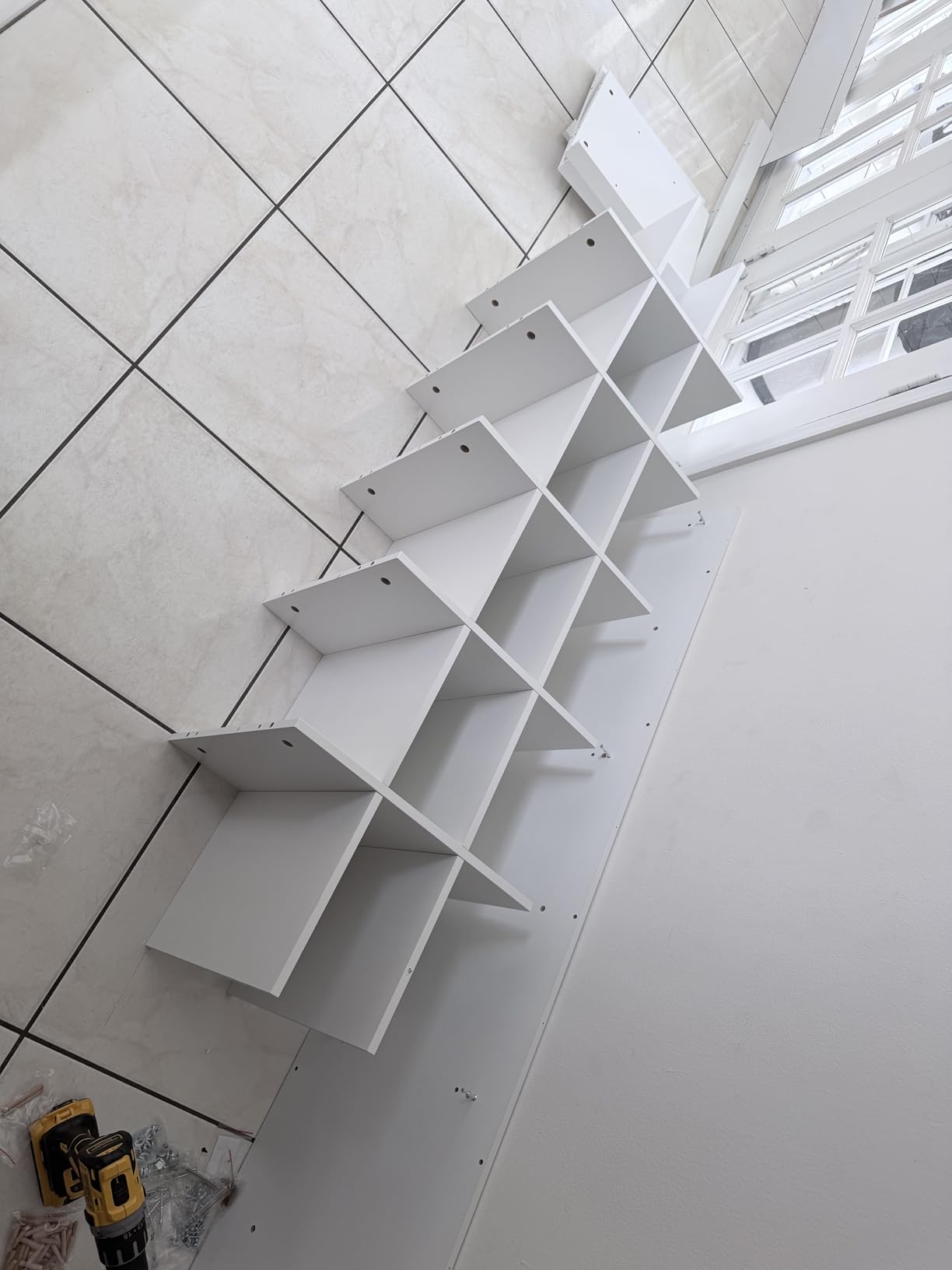 WOODTIME Extra Large Hall Tree with Bench and Shoe Storage, Multi-Purpose Entryway Bench with Coat Rack, Adjustable Shelves, 6 Double Hooks and 21 Open Compartments, White customer photo 2