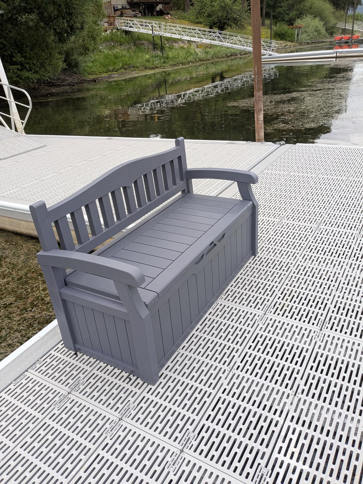 Devoko 80 Gallon Storage Bench Deck Box Lockable for Patio Furniture, Garden Decor and Outdoor Seating for Cushions, Garden Tools and Pool Supplies (Black) customer photo 2