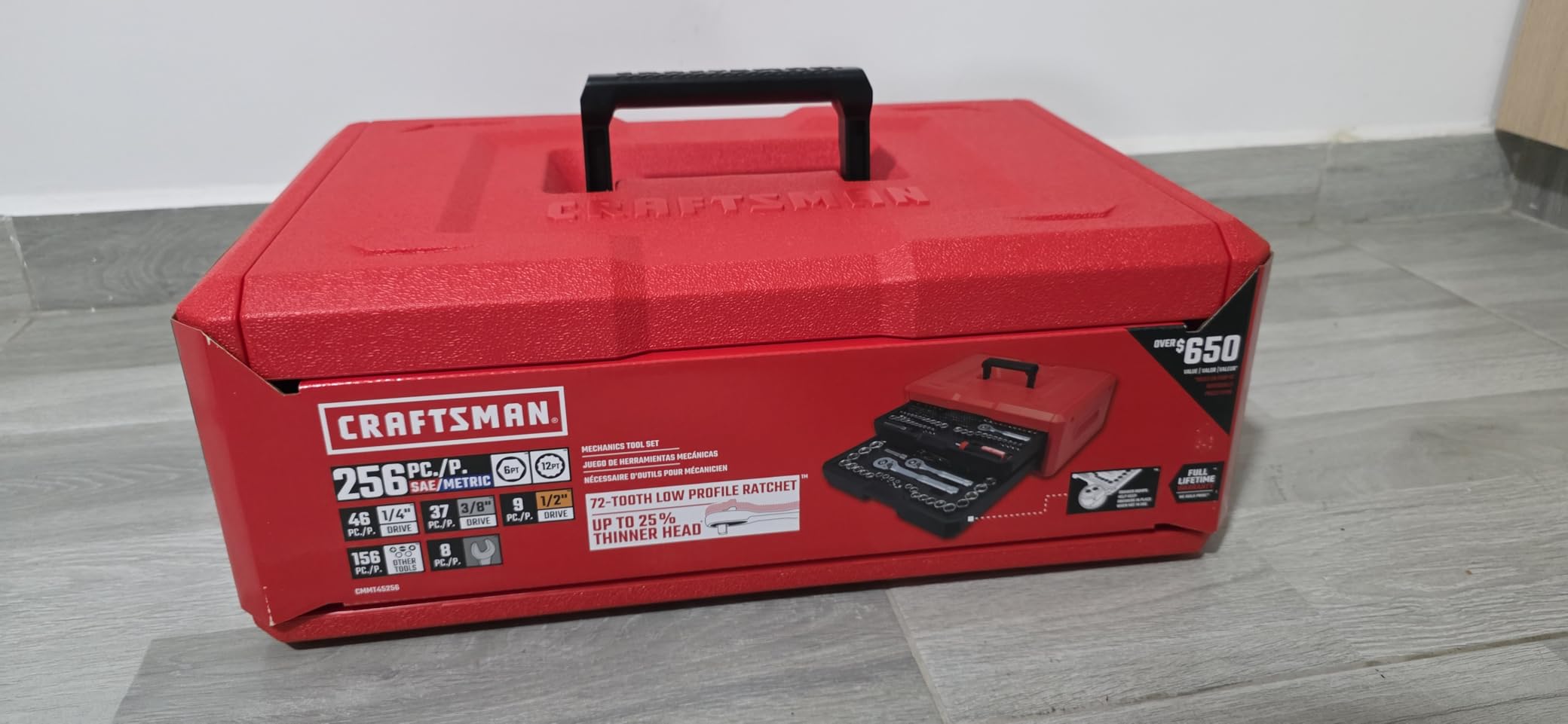 CRAFTSMAN Mechanics Tool Set, 256-Piece Hand Tool and Socket Set with 72-tooth Low Profile Ratchet and 2-Drawer Tool Box (CMMT45256) customer photo 2