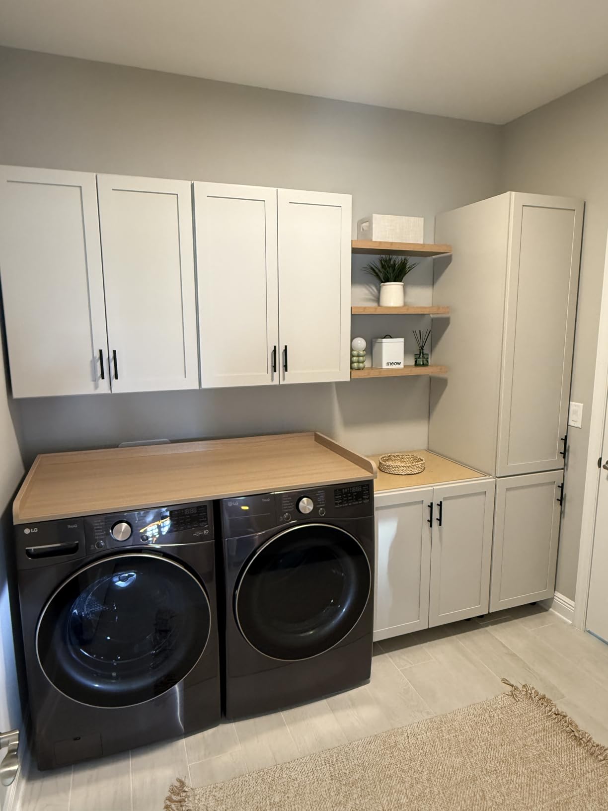 SpaceAid Washer Dryer Countertop, Laundry Wood Shelf Topper with Edge, 54