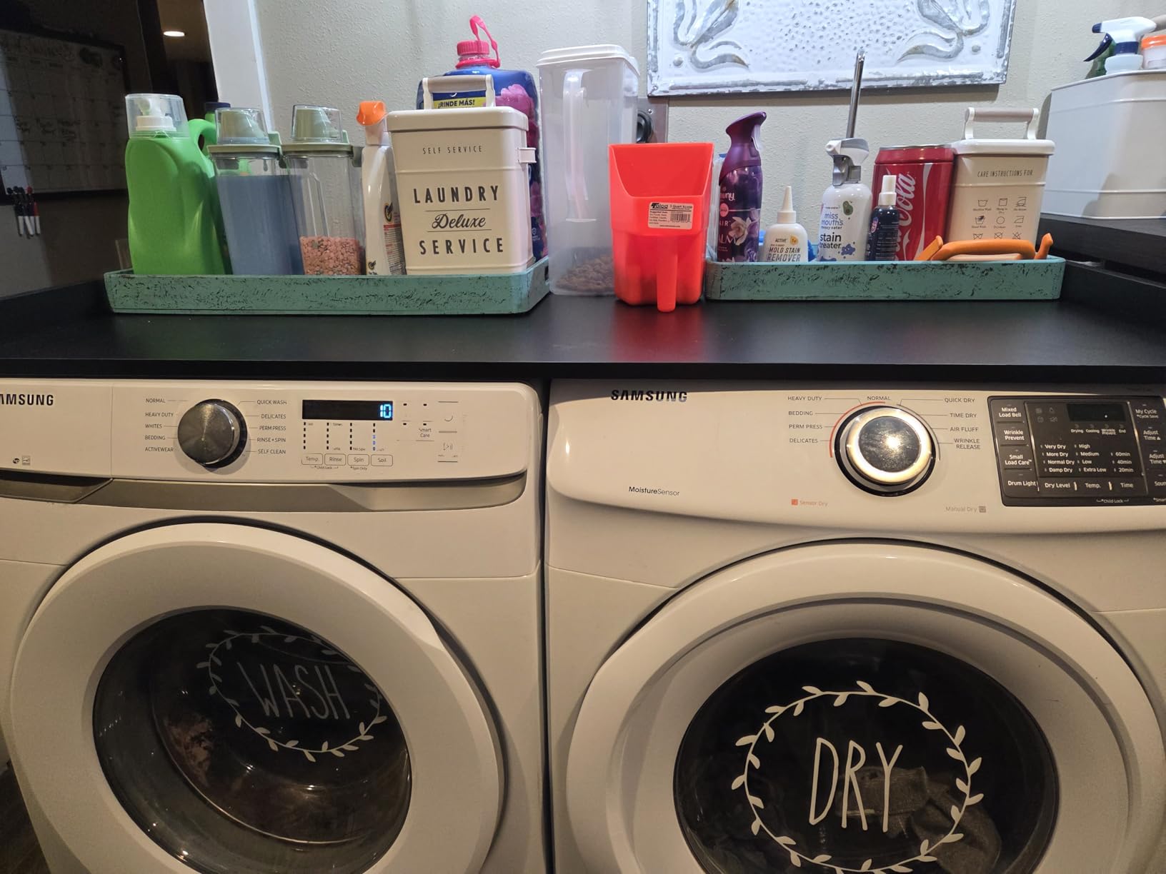 SpaceAid Washer Dryer Countertop, Laundry Wood Shelf Topper with Edge, 54