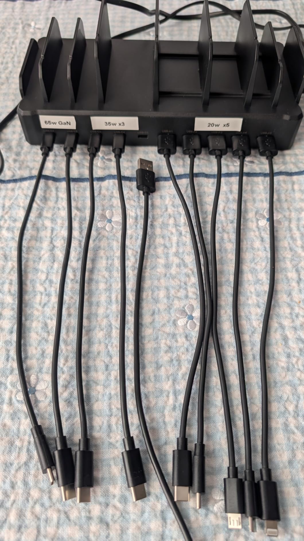 420W Charging Station for Multiple Devices, Zobirez 10-Port USB C Fast Charger Stations for MacBook, iPhone, Android Cell Phone, iPad, Tablet, Family Multi-Device Organizer Charging Dock, Black customer photo 1